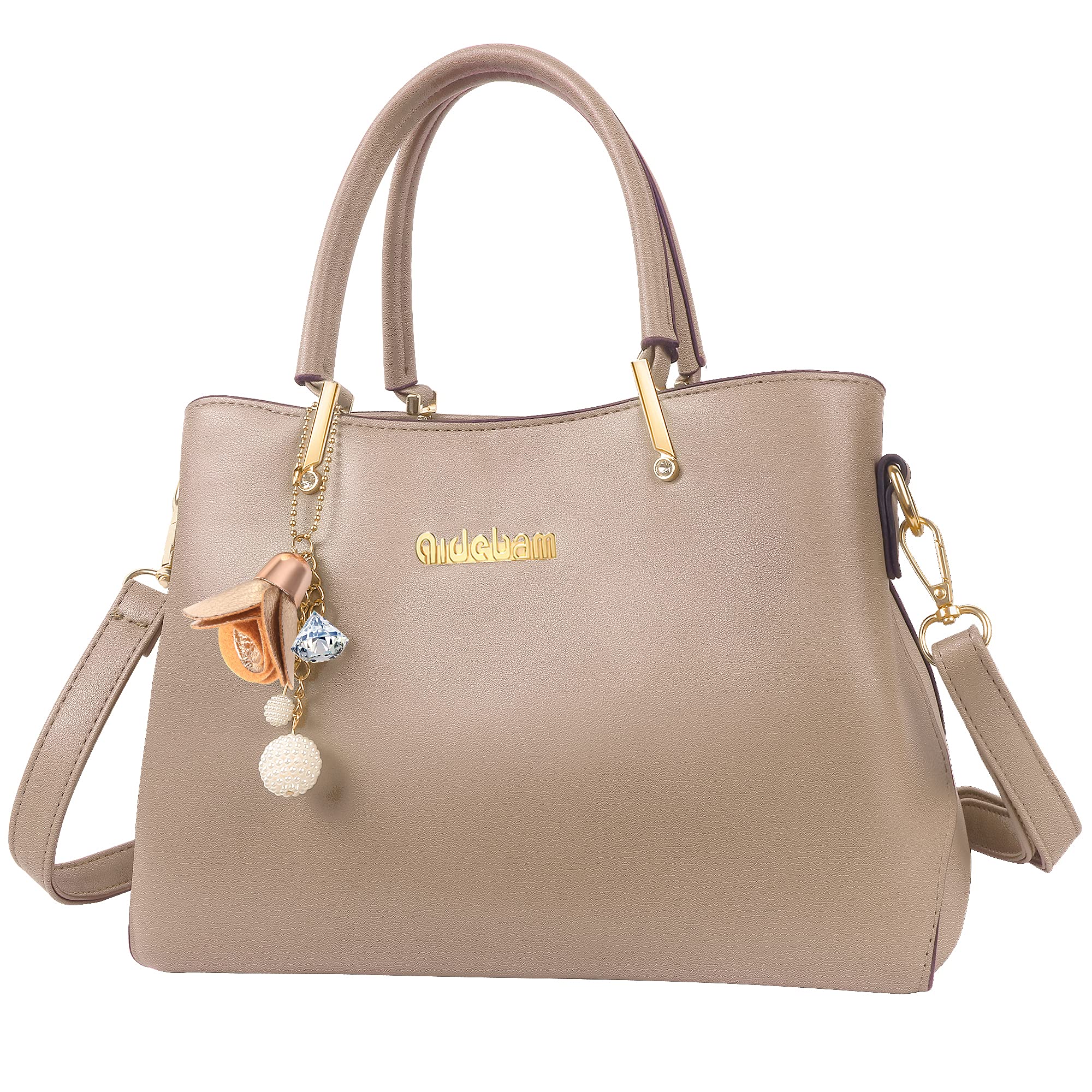 Stylish Women's PU Leather Satchel Handbag with 3 Compartments & Charms - Perfect for Work, Travel, and Everyday Use