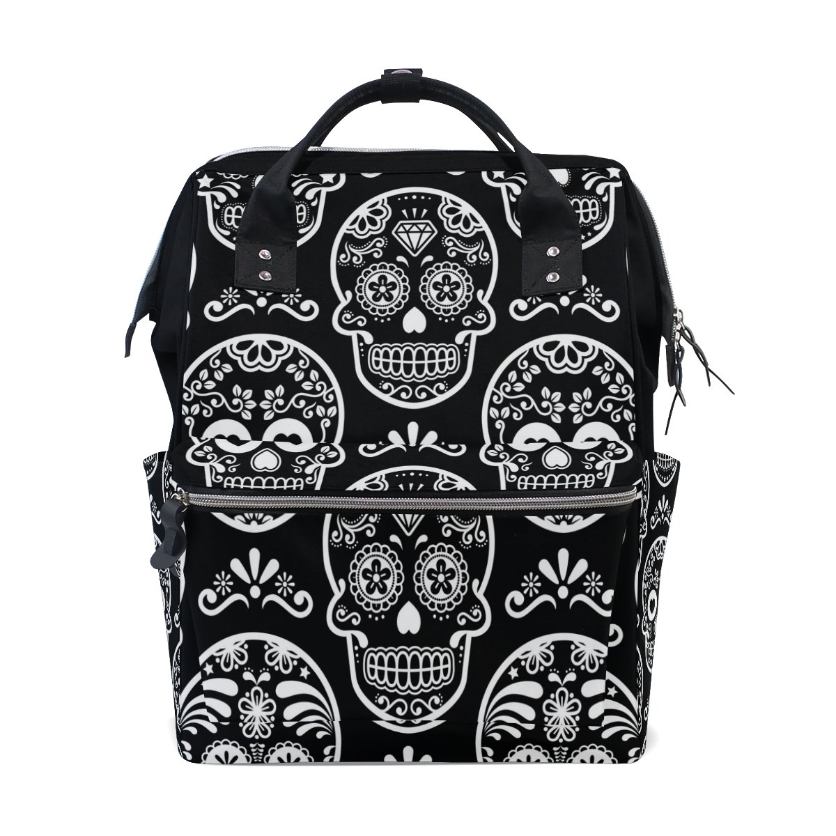 WOZO Mexican Sugar Skull Diaper Backpack - Multi-Function Baby Bag for Travel, Daycare & Outings | Waterproof & Spacious Diaper Organizer | Perfect for Moms, Dads & Caregivers