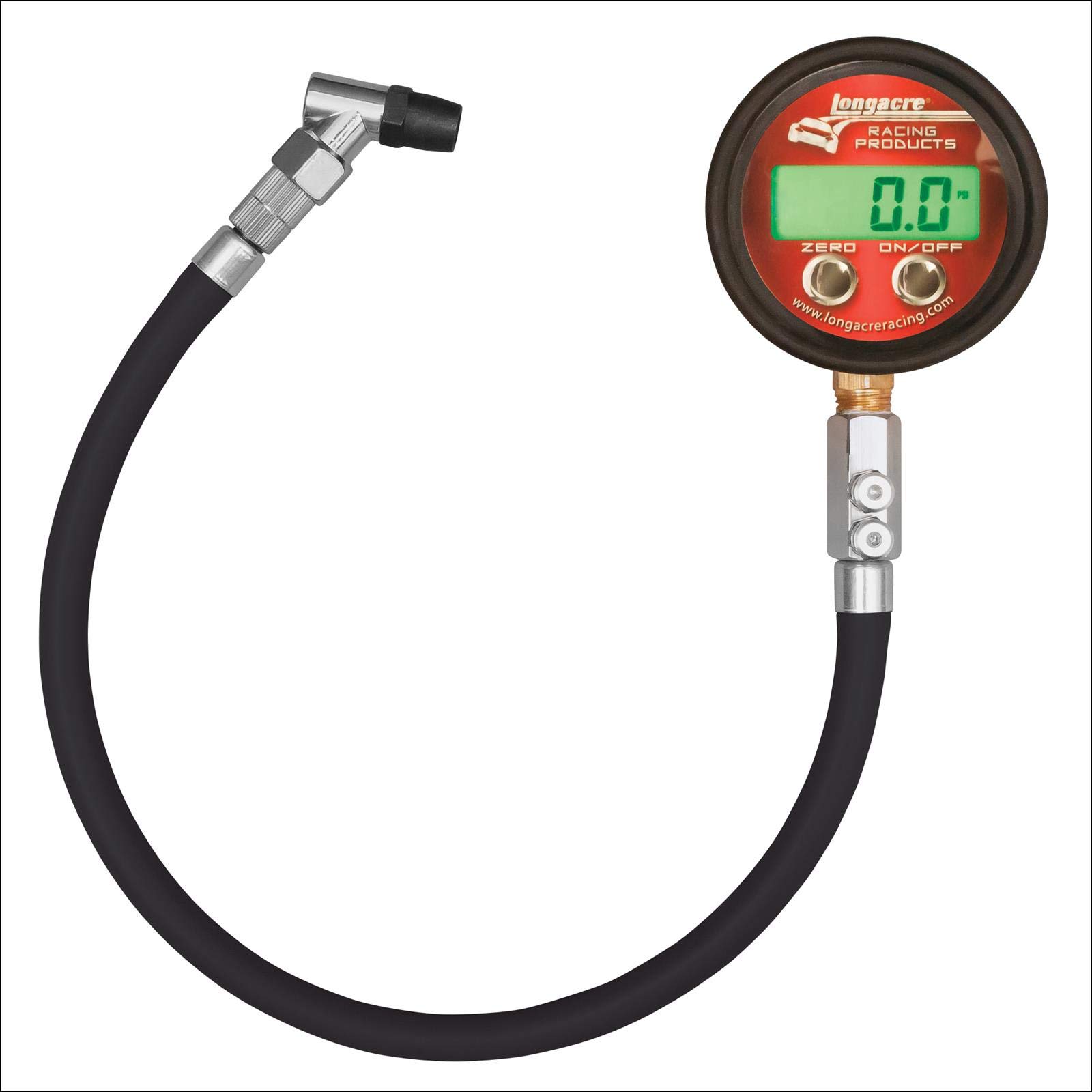 Longacre Digital TPG 0-60 PSI Tire Pressure Gauge with Angle/Ball Chuck - Accurate & Durable for Racing, Motorcycles, and Off-Road Vehicles