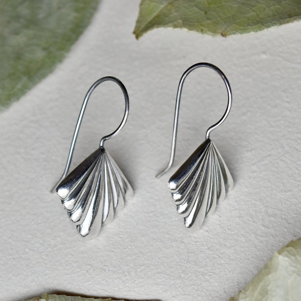 Radiating Lines Silver Earrings - Handcrafted Die Struck Sterling Silver Jewelry for Women - Perfect for Weddings, Parties & Everyday Elegance