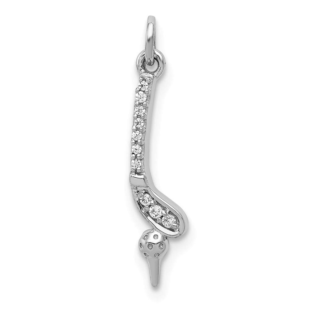 FB Jewels 14K White Gold Diamond Golf Club & Ball Pendant Necklace - Perfect Gift for Golf Lovers & Sports Enthusiasts