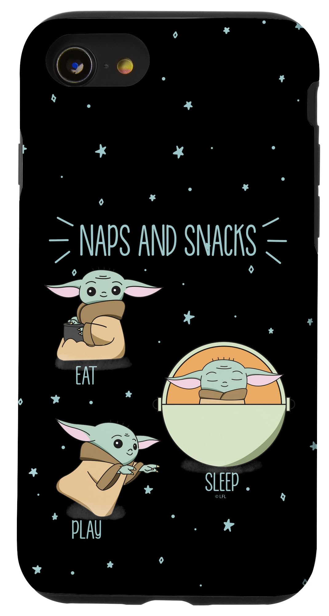 Star Wars The Mandalorian The Child Phone Case for iPhone SE 2020/7/8 - Cute Baby Yoda Snacks & Naps Design - Perfect for Fans, Gift Giving & Everyday Protection
