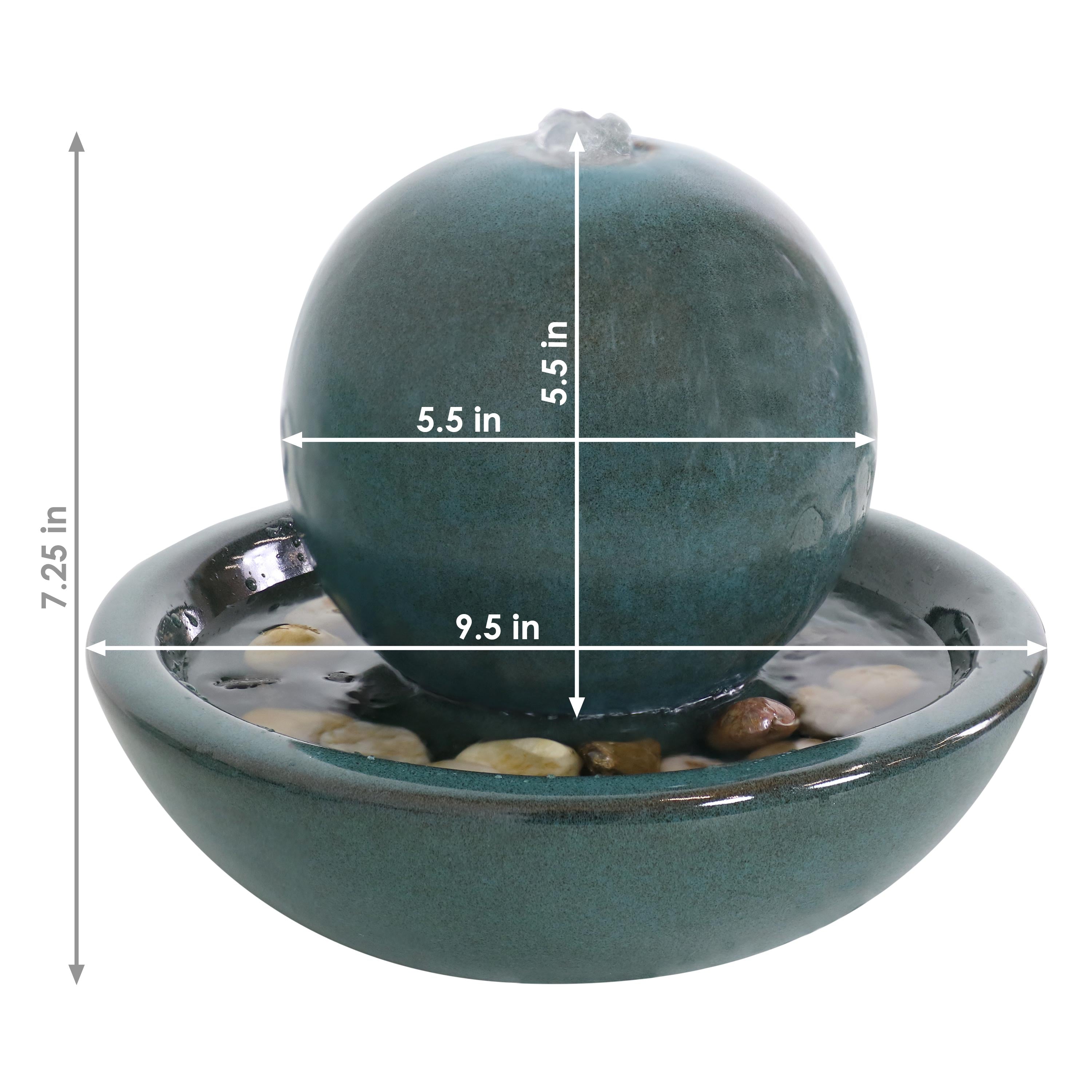 Sunnydaze Indoor Ceramic Tabletop Water Fountain with Orb - 7