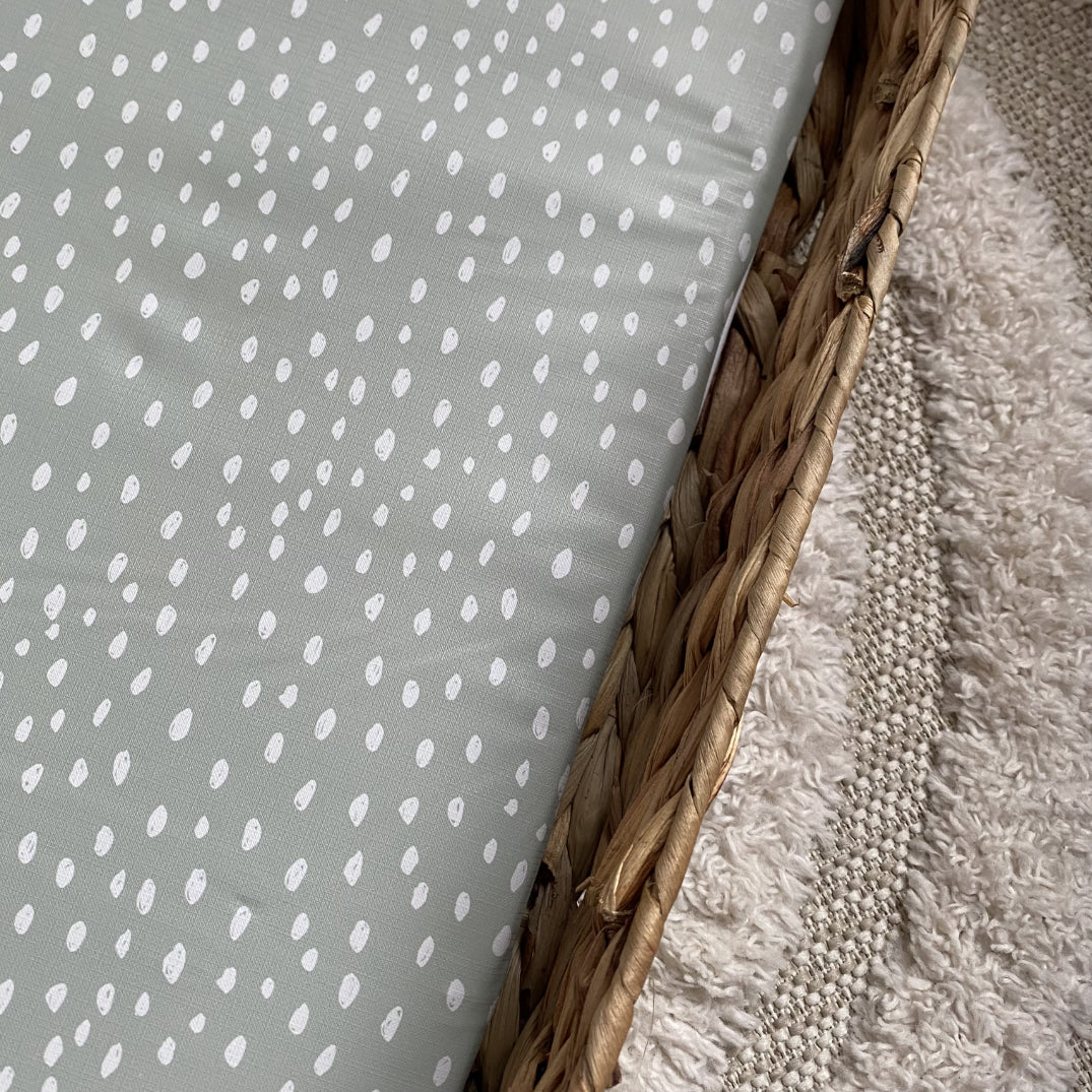 Sage Dots PVC Changing Basket Liner | Waterproof Baby Changing Pad Cover | Nursery Essentials for Diaper Changing Station & Baby Care Organization