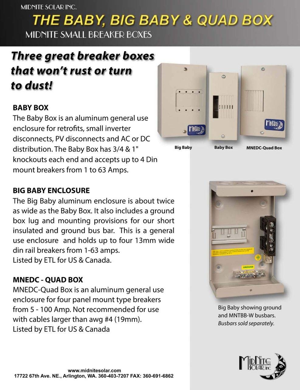 MidNite Solar MNBIGBABY Big Baby Box Enclosure - Weatherproof Solar Power Enclosure for Outdoor & Off-Grid Systems | Perfect for Solar Panel Installations, RV Power Storage & Emergency Backup Power