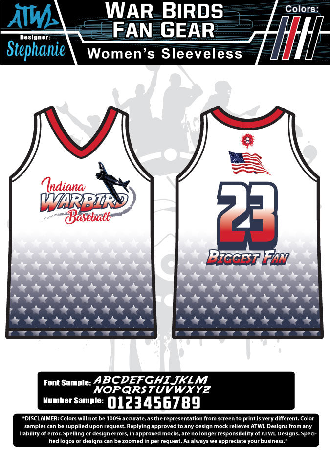Women's Sleeveless Jersey - Comfortable Athletic Top for Running, Gym & Workouts | Breathable War Birds Design for Active Lifestyles