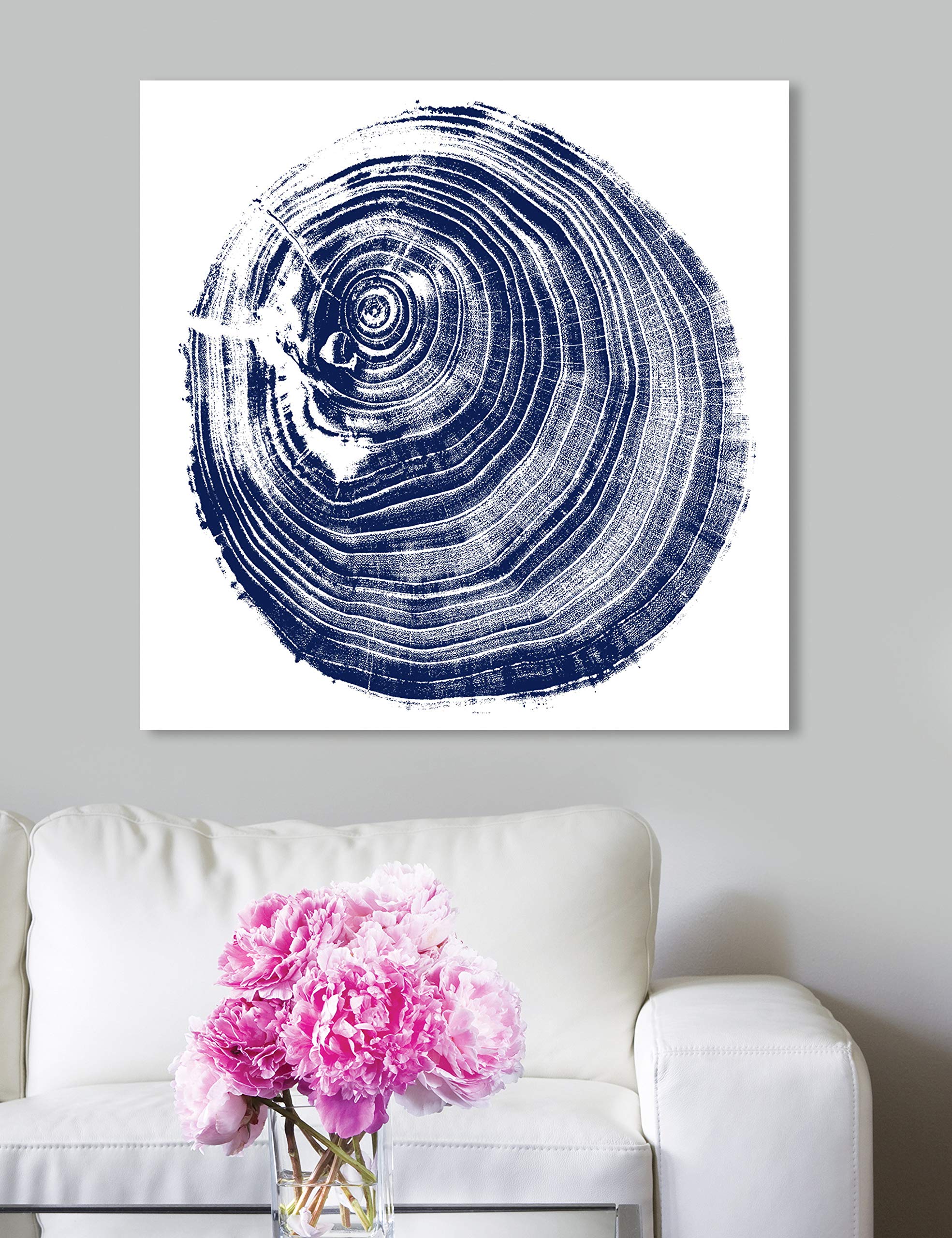 Abstract Wall Art Canvas Prints 'Legno Blu Due' - Blue & White Modern Home Decor Painting 24