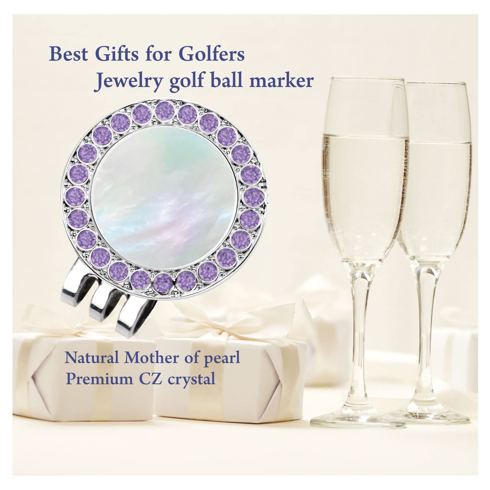 Premium Golf Ball Marker Hat Clip with Pearl Crystal - Stylish Golf Accessories & Unique Golf Gifts for Women - Perfect for Golf Tournaments, Practice & Fashion Statement on the Course