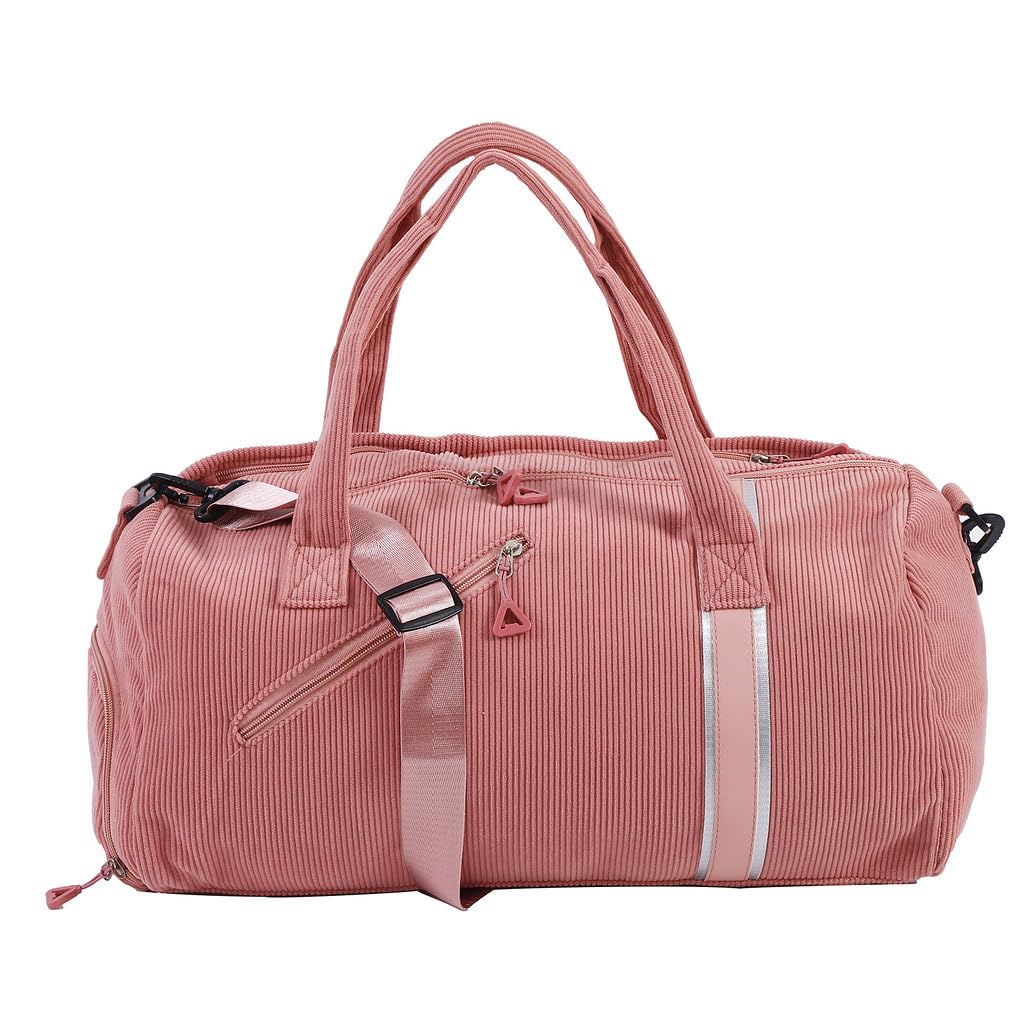 Large Gym Bag for Women - Waterproof Travel Duffle Bag & Weekender Carry On Tote - Pink Sports Duffel for Workout, Yoga, Beach, Travel & Gym