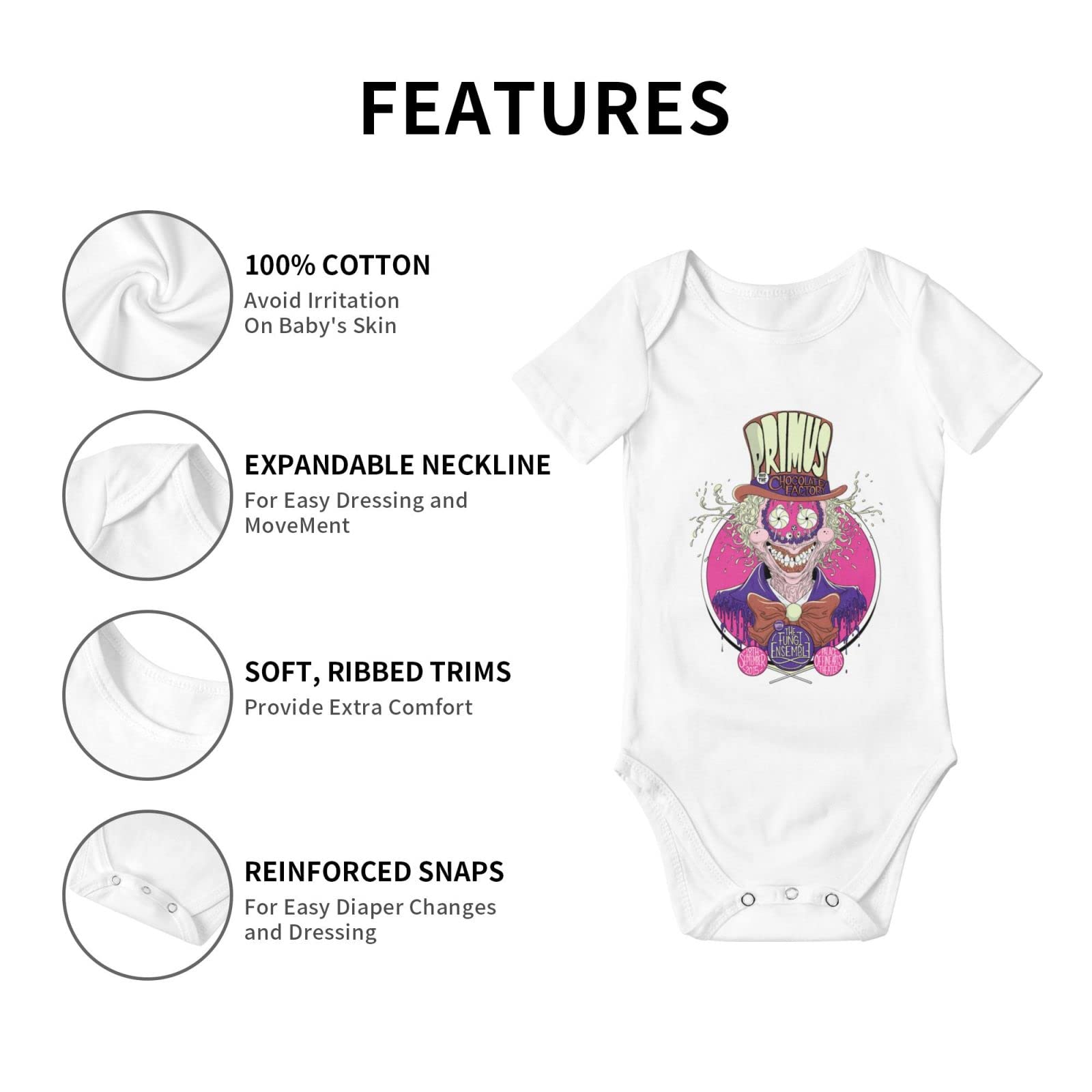 Priimus Band Baby Onesie - Soft Cotton Unisex Newborn Romper, 3D Printed Short Sleeve Bodysuit | Cute & Comfortable Outfit for 0-18 Months Baby Boys & Girls | Perfect for Playtime, Photo Shoots & Everyday Wear