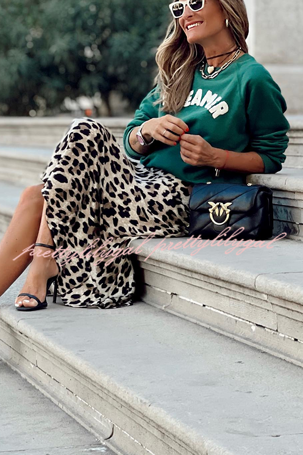 Elegant Leopard Print Elastic Waist Fishtail Maxi Skirt for Women - Comfortable Loose Long Skirt for Casual Outings, Beach Vacations & Boho Fashion
