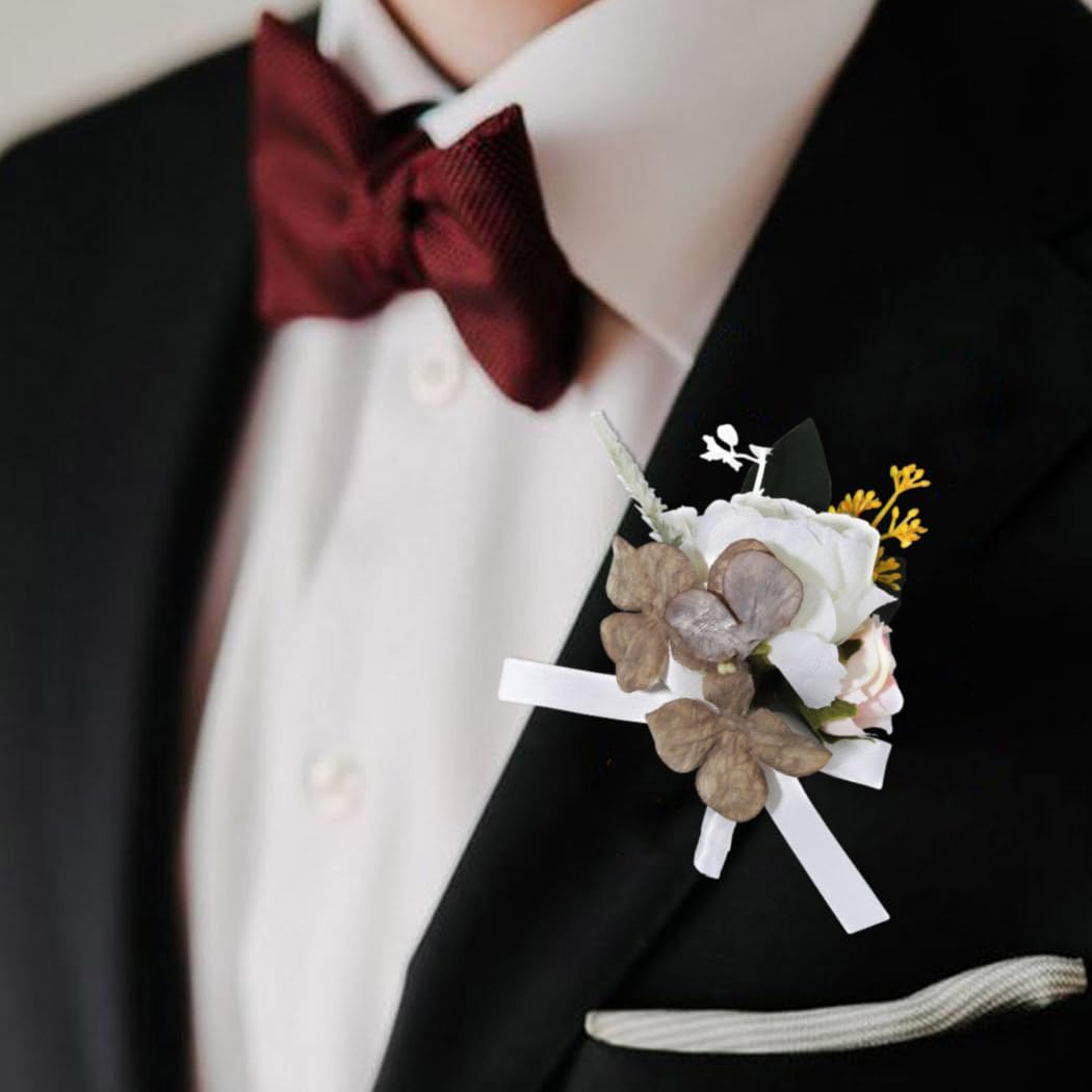 Latious Rose Boutonniere - Red Groom Flower for Groomsmen, Prom Suit Decoration & Wedding Accessories for Men - Perfect for Weddings, Proms & Formal Events