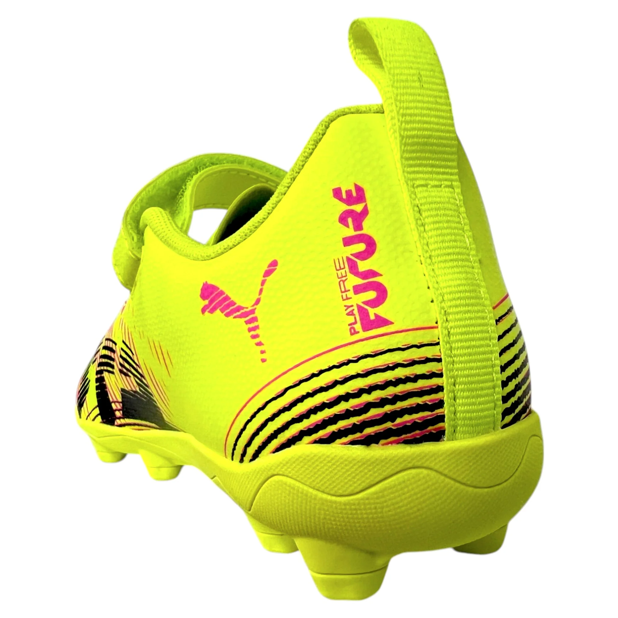 Puma Future 8 Play Velcro FG/AG Junior Football Boots for Kids - Yellow/Black/Sun Struck - Lightweight Soccer Cleats for Artificial Grass & Firm Ground - Perfect for Youth Training & Matches