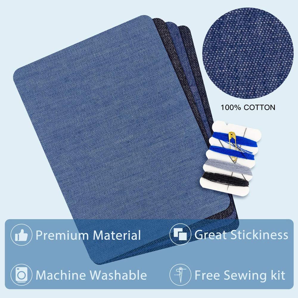 Iron On Patches for Clothing Repair - 20 Pack Light Blue Cotton Embroidered Patches - DIY Sewing & Fabric Repair Kit for Jeans, Jackets, Bags - Perfect for Customizing & Decorating Clothes, Accessories