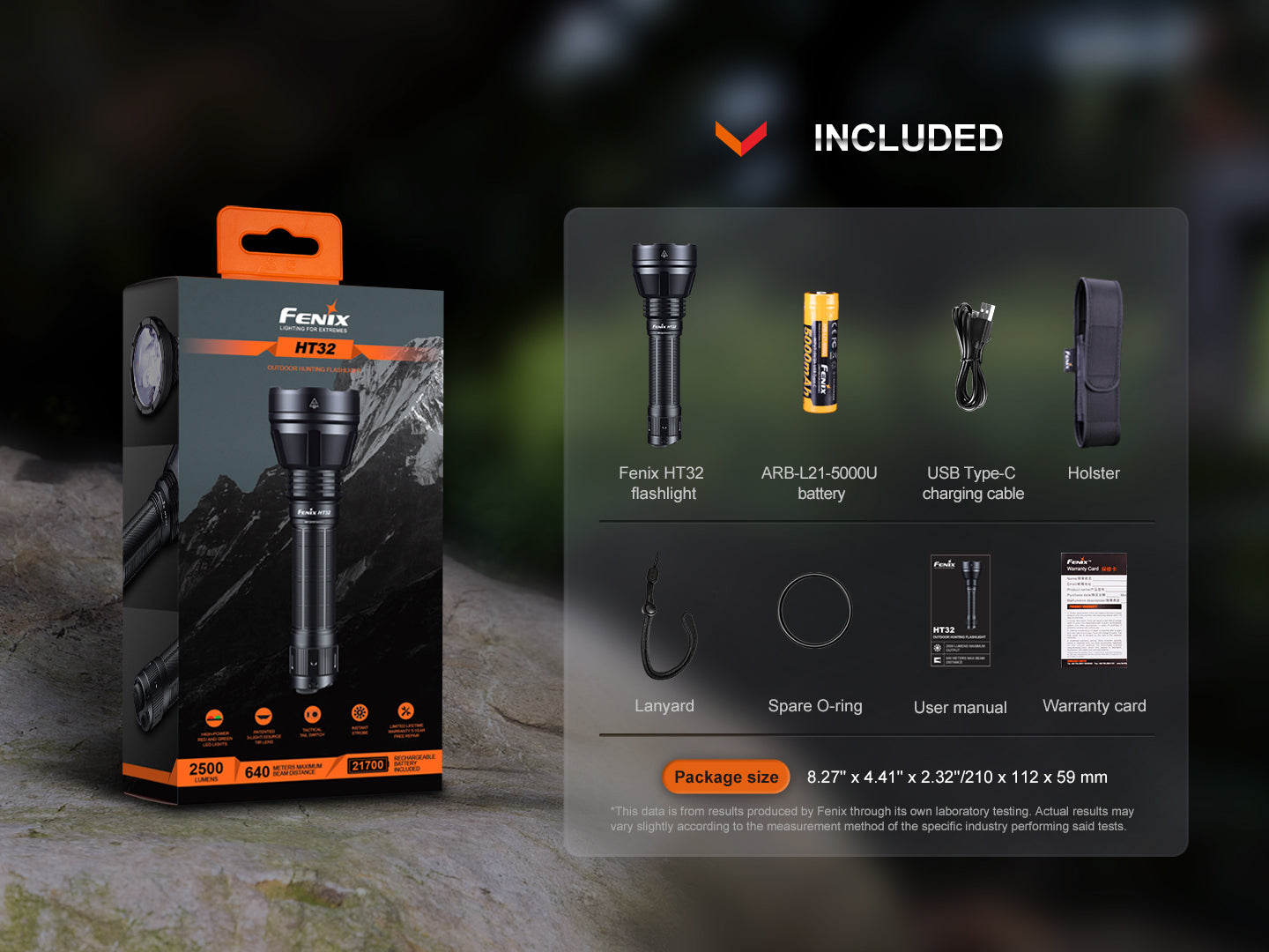 Fenix HT32 Hunting Flashlight with Red & Green Light Modes | High-Power Tactical Flashlight for Hunting, Camping & Outdoor Adventures