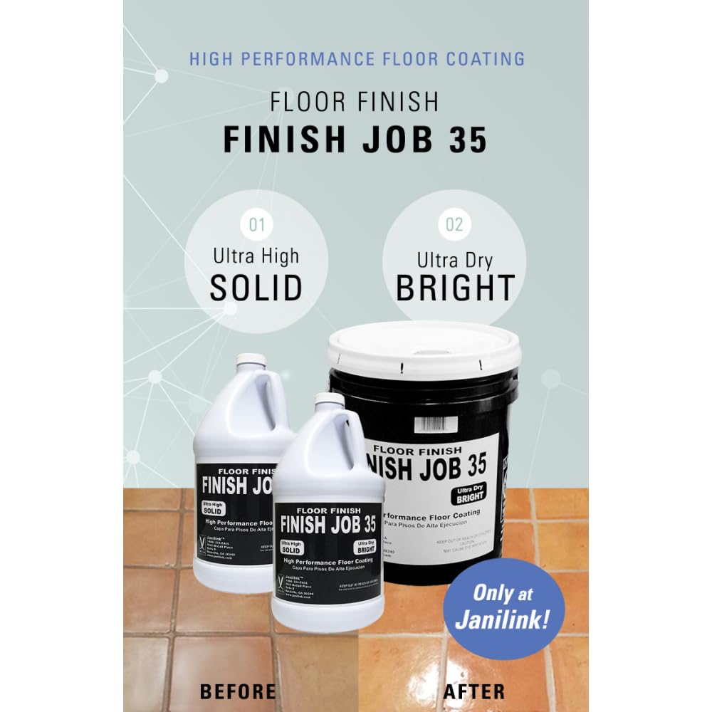Finish Job 35 Ultra-High Solids Floor Finish - High-Performance Commercial Floor Coating & Sealer (1 Gallon) - Ideal for Gym Floors, Retail Stores & High-Traffic Areas