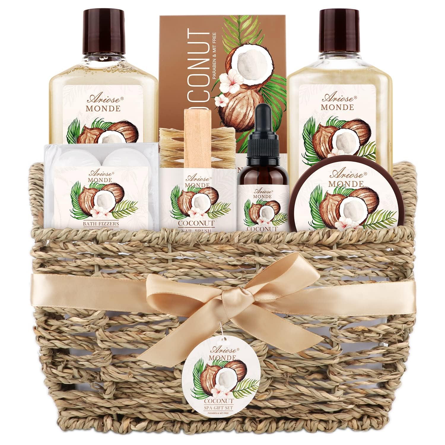 Luxury Coconut Scented Bath & Body Gift Set for Women - Shower Gel, Bubble Bath, Body Lotion, Bath Bomb & Bath Salt Spa Kit - Perfect for Relaxation, Self Care, Birthday & Anniversary Gifts
