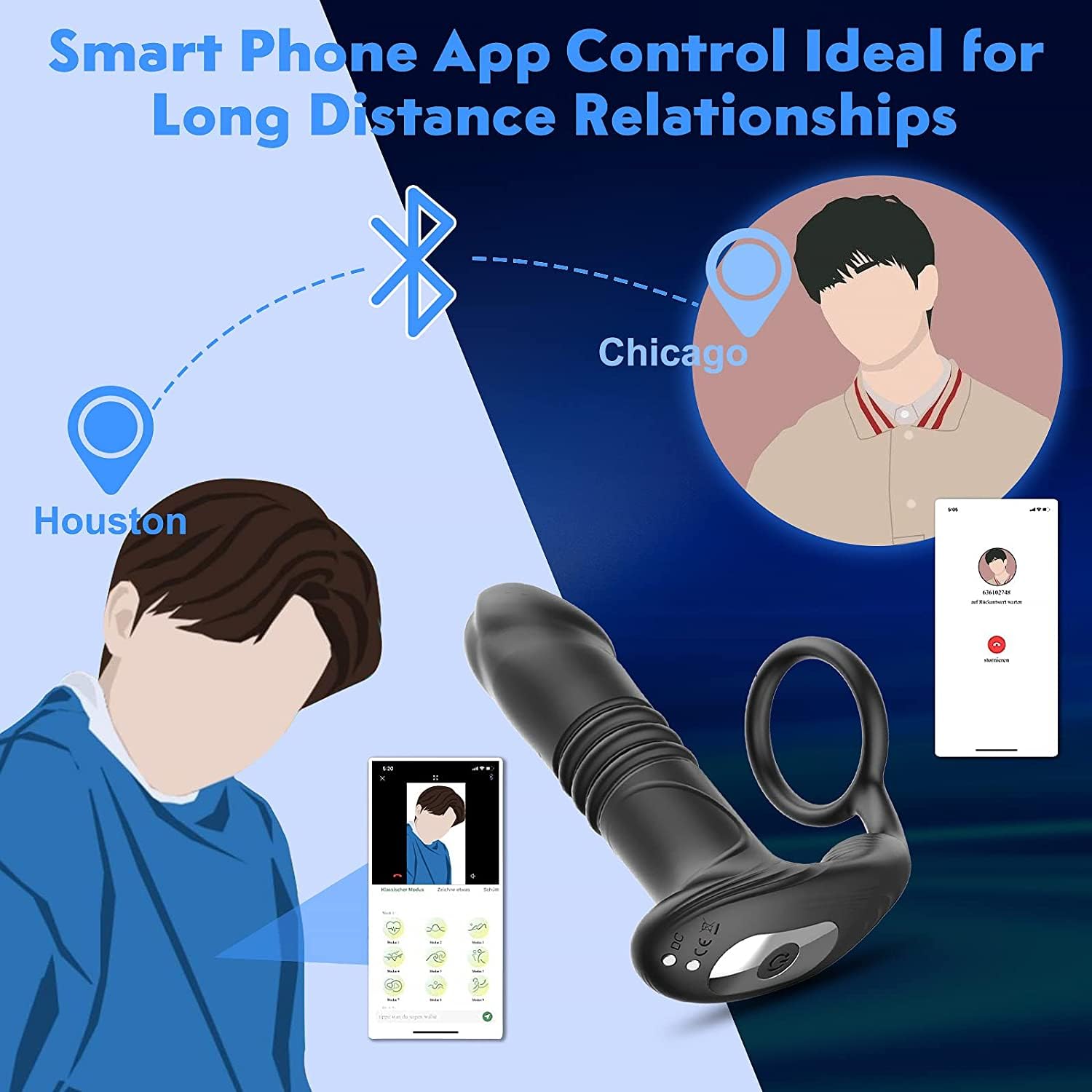 Male Prostate Massager with 9 Vibration Modes & APP Control - Anal Plug Sex Toy for Men, Penis Ring Stimulator - Perfect for Solo Play & Couples Intimacy