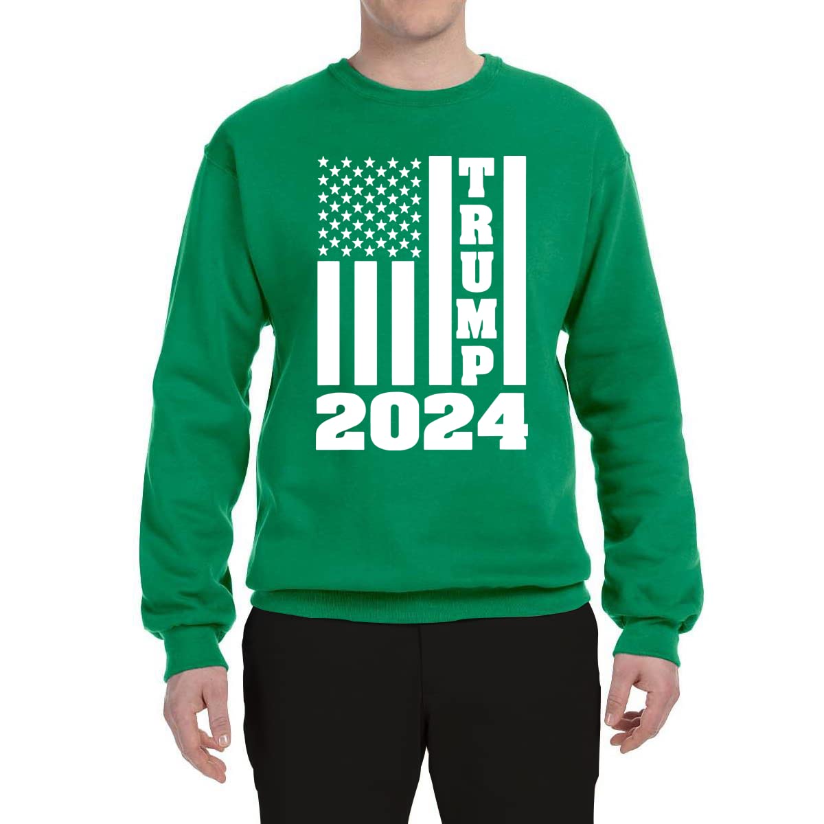 Wild Bobby Trump 2024 USA Flag Re-Election Graphic Sweatshirt - Patriotic Unisex Crewneck Pullover for Political Campaigns & Conservative Events