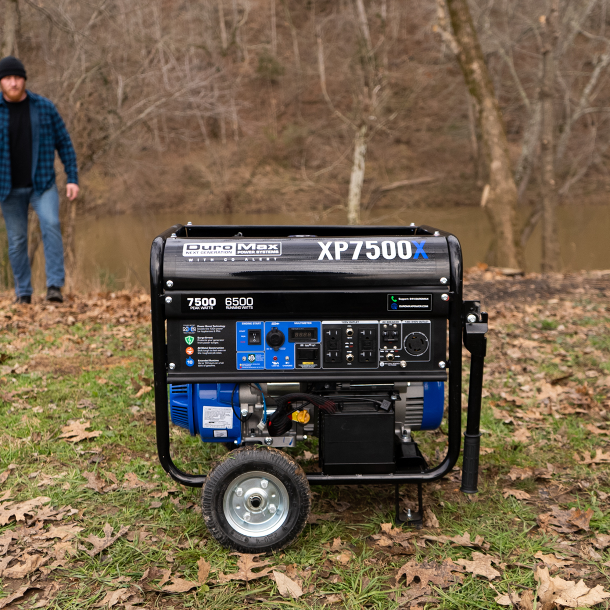 7,500 Watt Portable Gasoline Generator with CO Alert - Reliable Backup Power for Home, Camping & Outdoor Emergencies