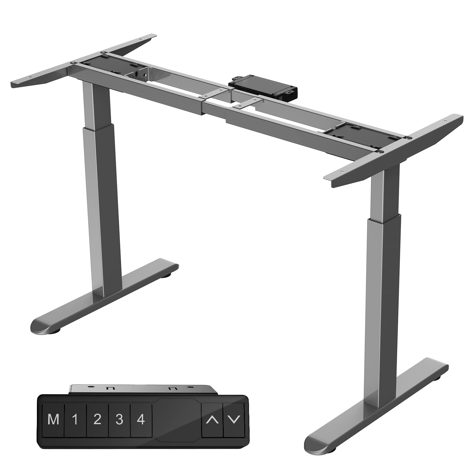 AIMEZO Heavy Duty Dual Motor Electric Standing Desk Frame - Adjustable Height Sit Stand Desk Base for Home Office, Silver | Ergonomic Workspace Solution for Productivity & Comfort
