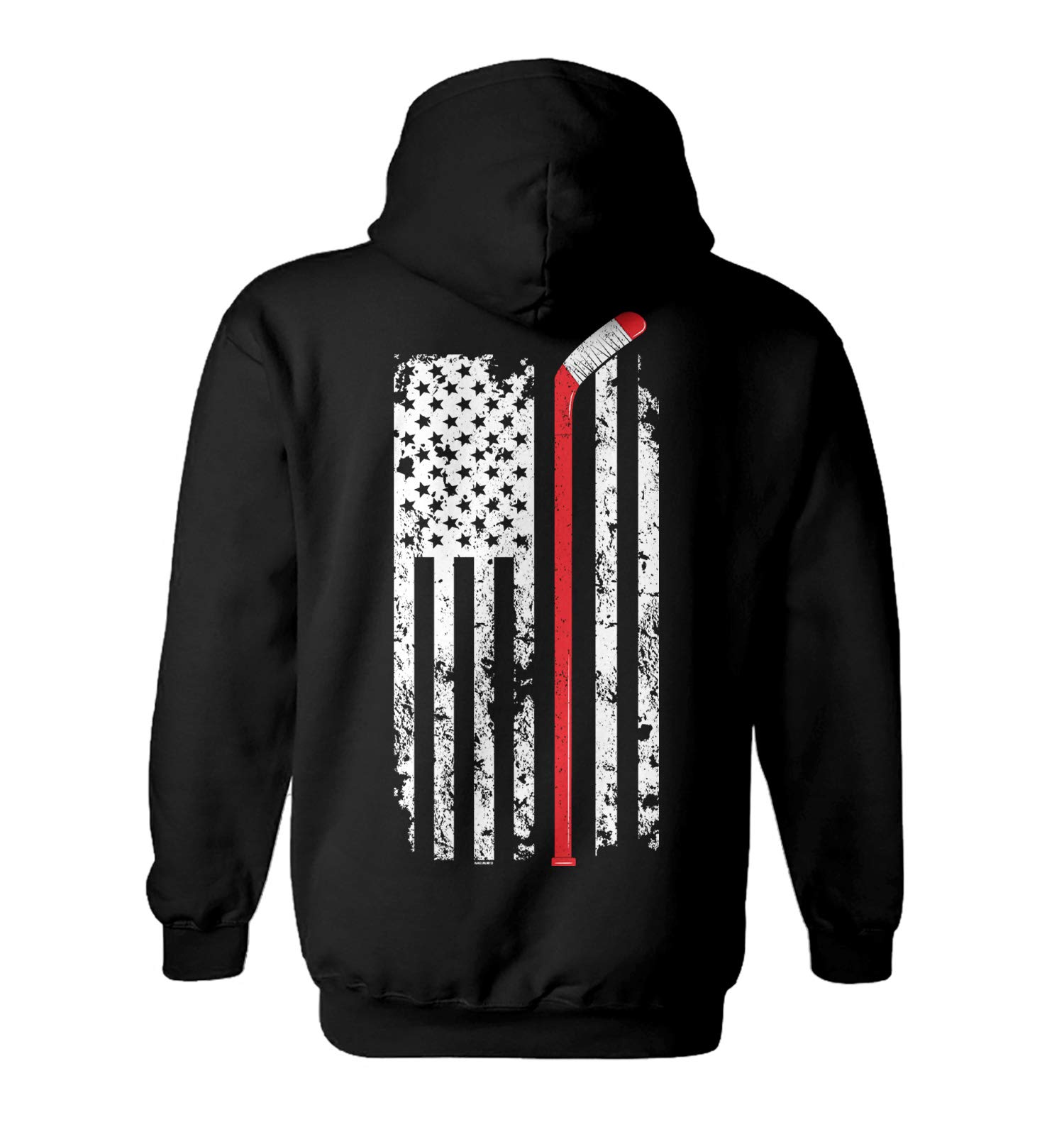 Haase Unlimited Hockey Stick American Flag Hoodie - Patriotic USA Hockey Fan Sweatshirt for Men & Women | Comfortable Unisex Pullover for Game Day, Tailgating & Outdoor Sports | Perfect for Hockey Games, Winter Sports & Casual Wear