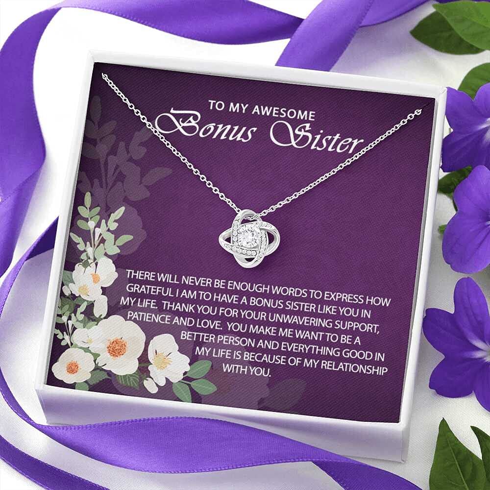 Handmade Message Card Necklace - Personalized Jewelry Gift for Bonus Sister | Birthday, Christmas, Mother's Day & Appreciation Present | Perfect for Special Occasions & Heartfelt Moments