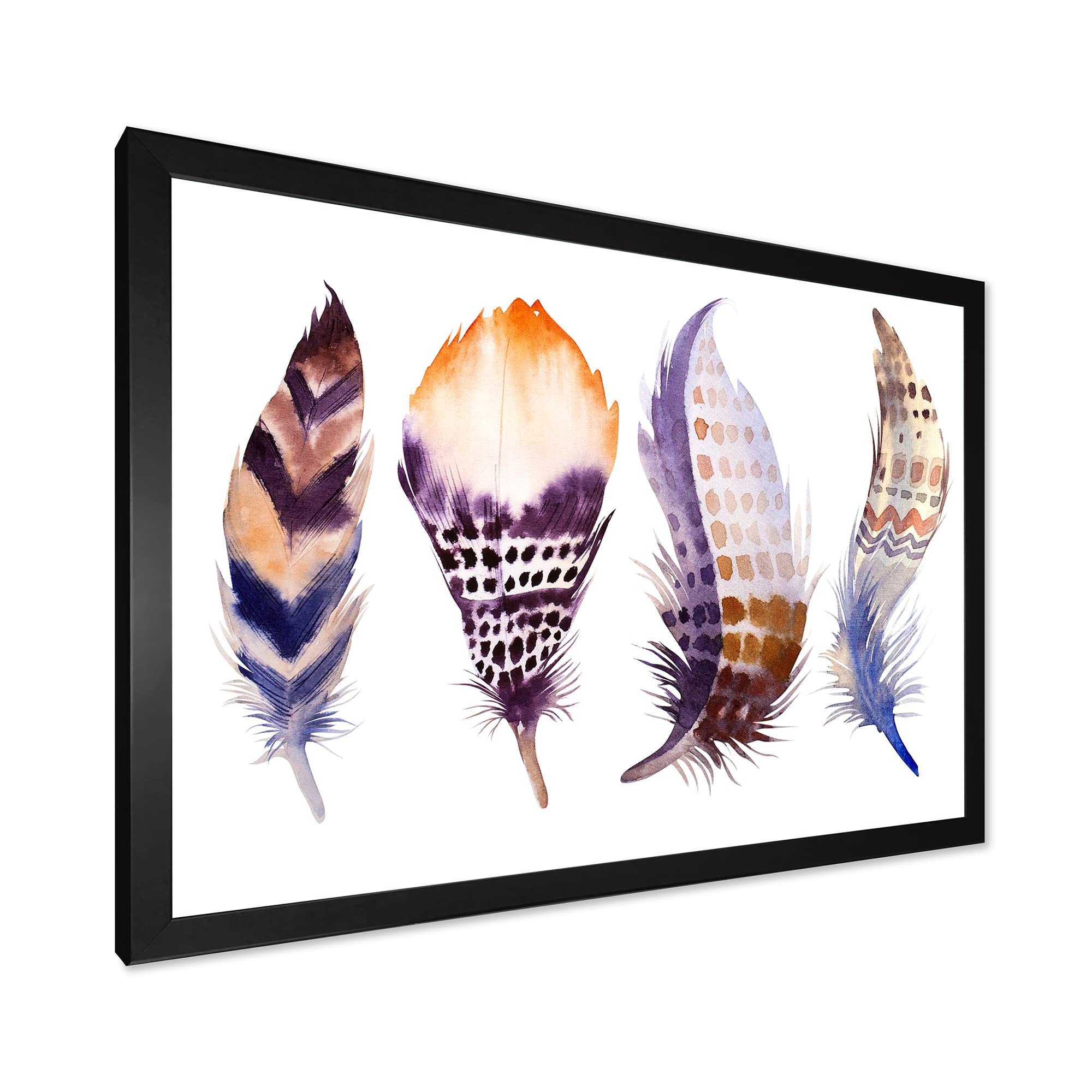 Purple Boho Feathers Bohemian & Eclectic Framed Wall Art Decor - Perfect for Living Room, Bedroom, or Office Boho Chic Style