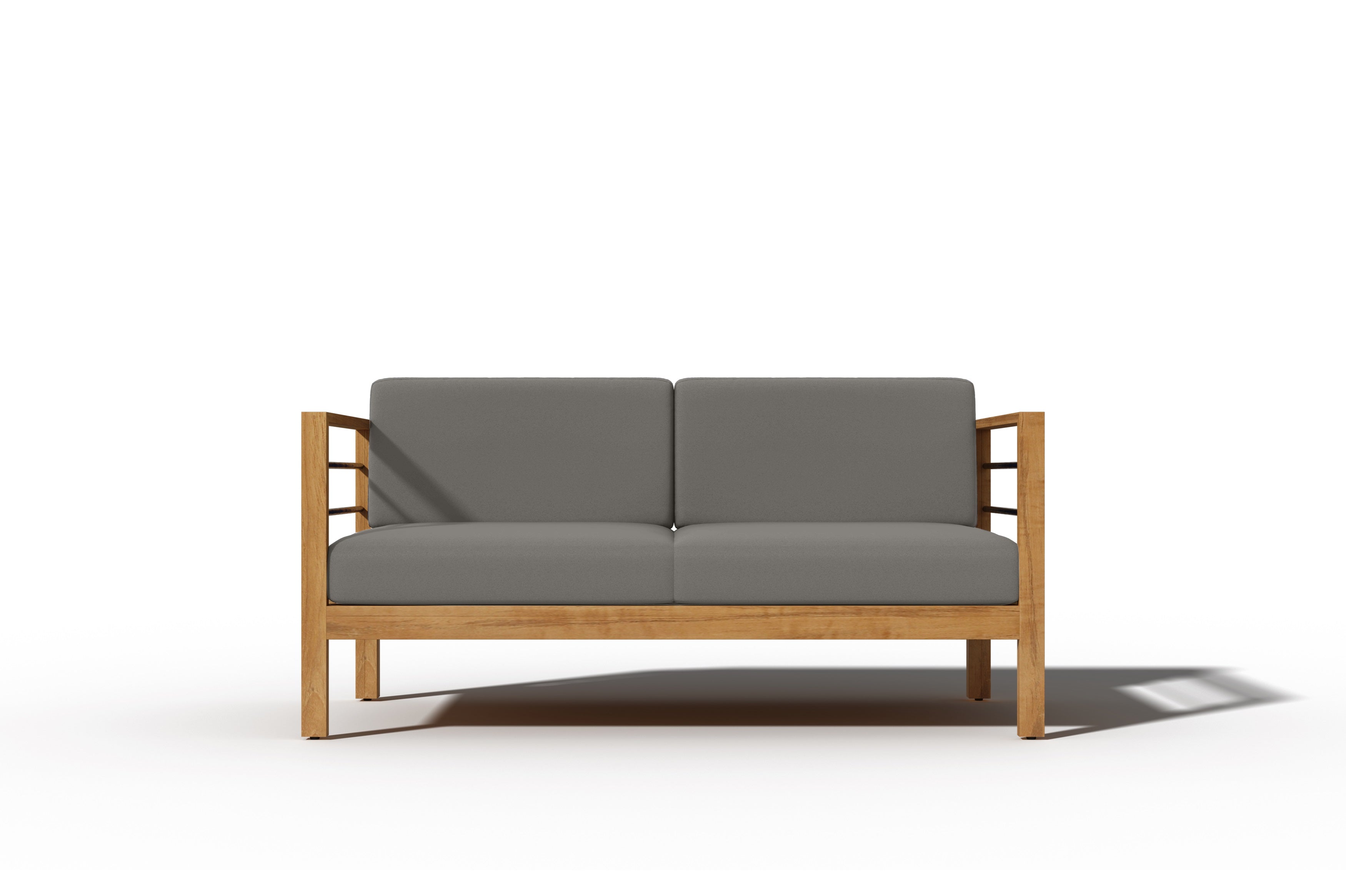 Leon 3-Person Teak Outdoor Sofa Set with Weather-Resistant Sunbrella Charcoal Cushions - Perfect for Patio, Garden, Poolside & Backyard Relaxation