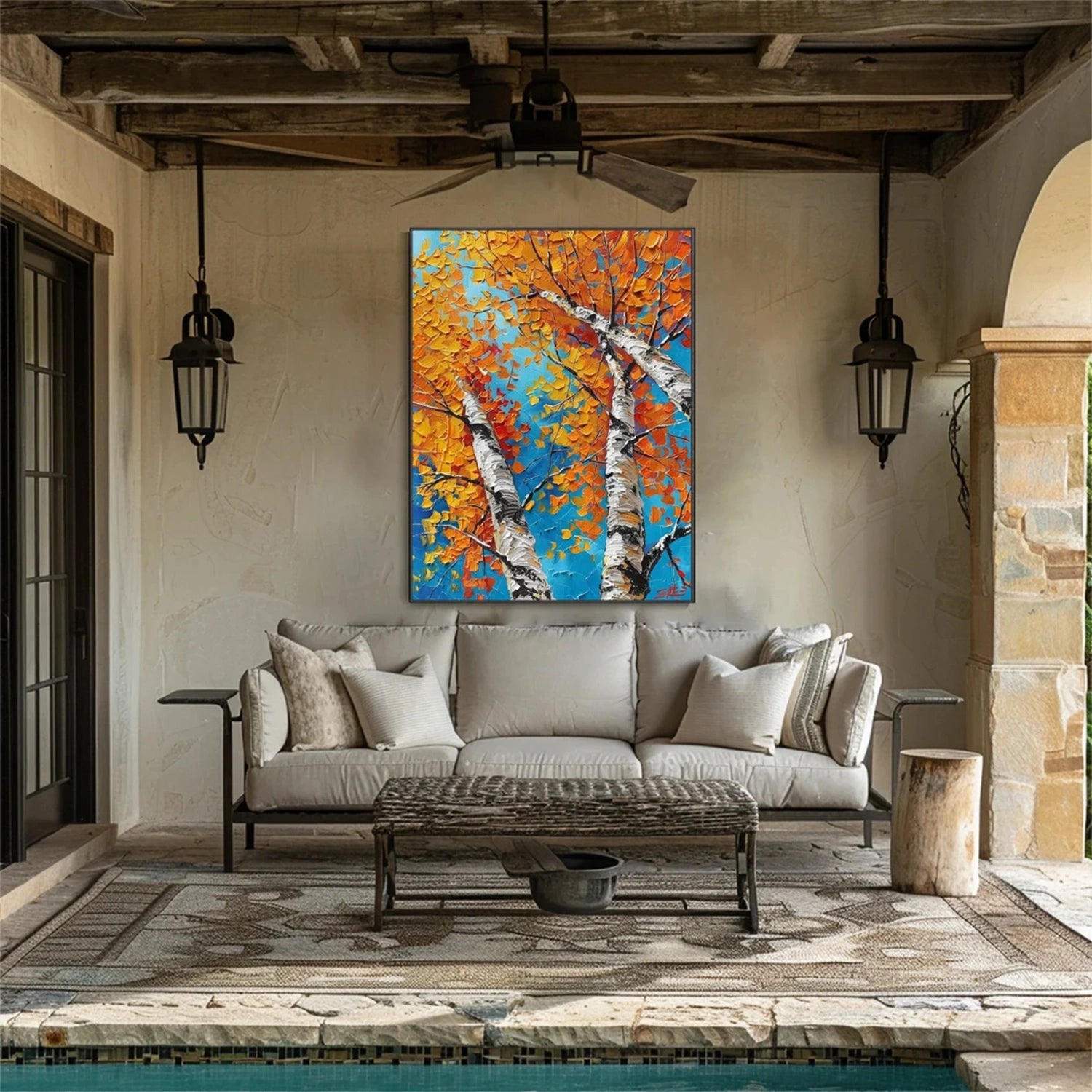 Flower and Tree Painting - Handmade Canvas Art #FT150 - Perfect for Home Decor, Living Room, Bedroom & Office Wall Art