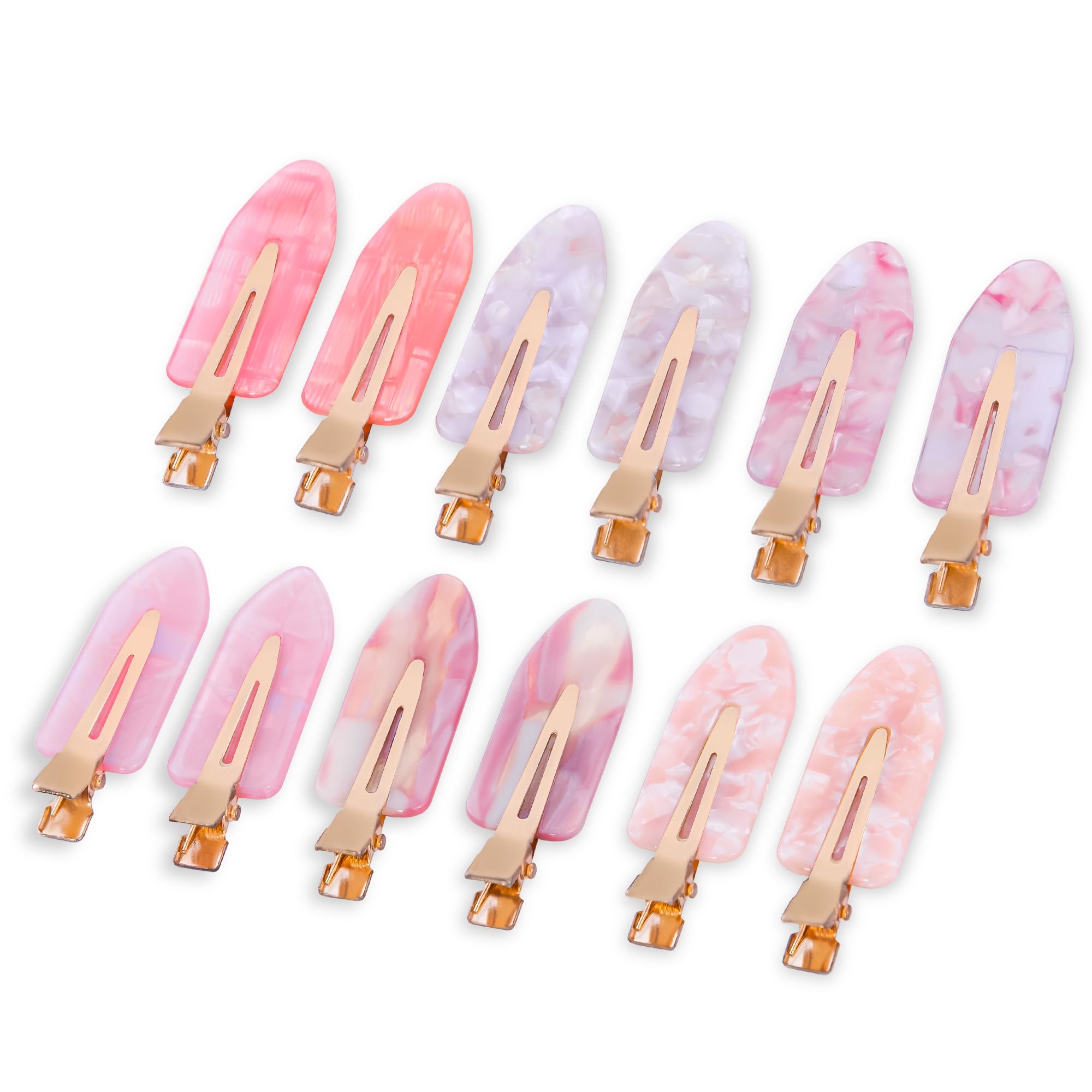 No Crease Hair Clips for Styling - Non Slip Flat Hair Accessories for Women (12 PCS, Pink) - Perfect for Makeup, Salon & Everyday Hairstyling