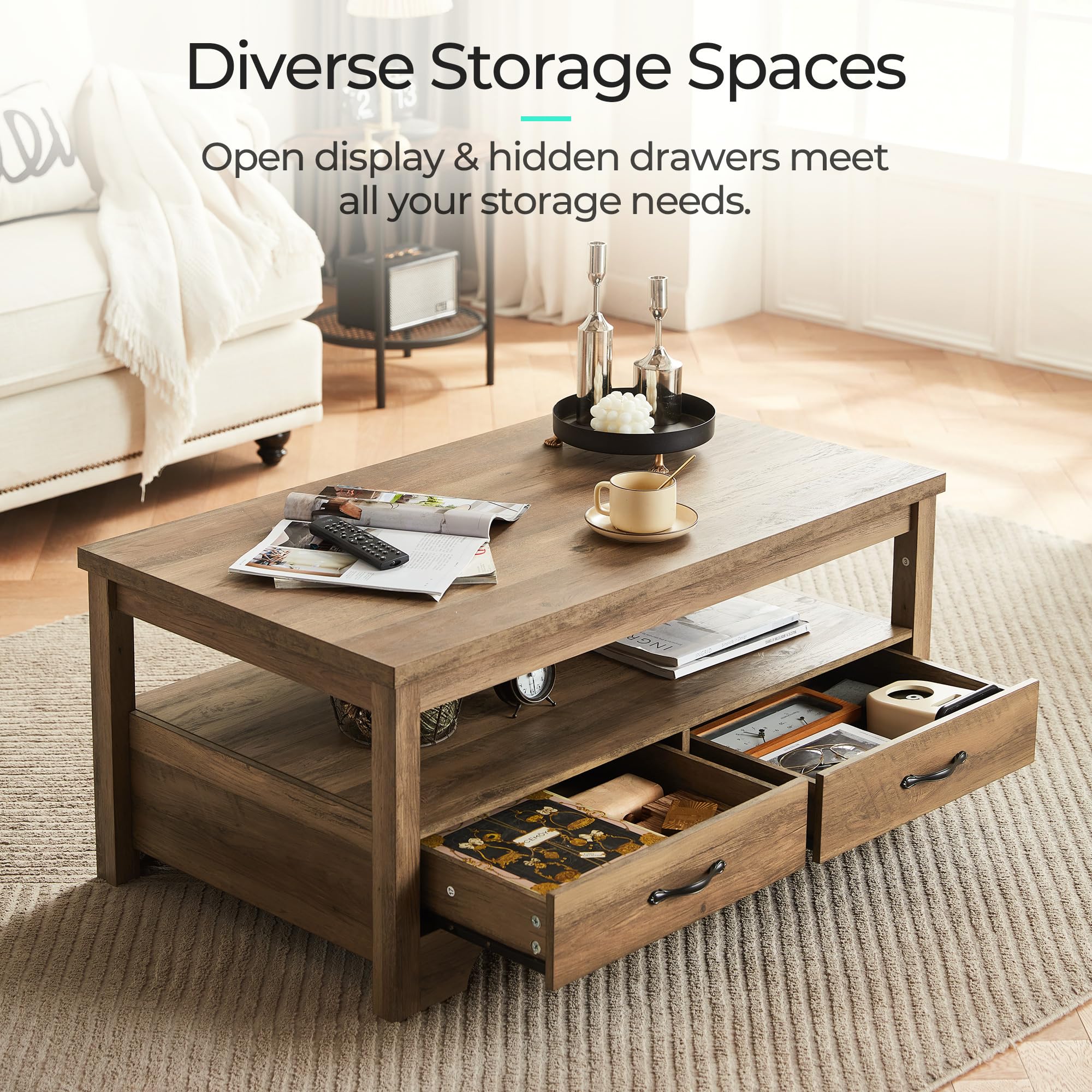 LINSY HOME 3-Piece Farmhouse Coffee Table Set - 41