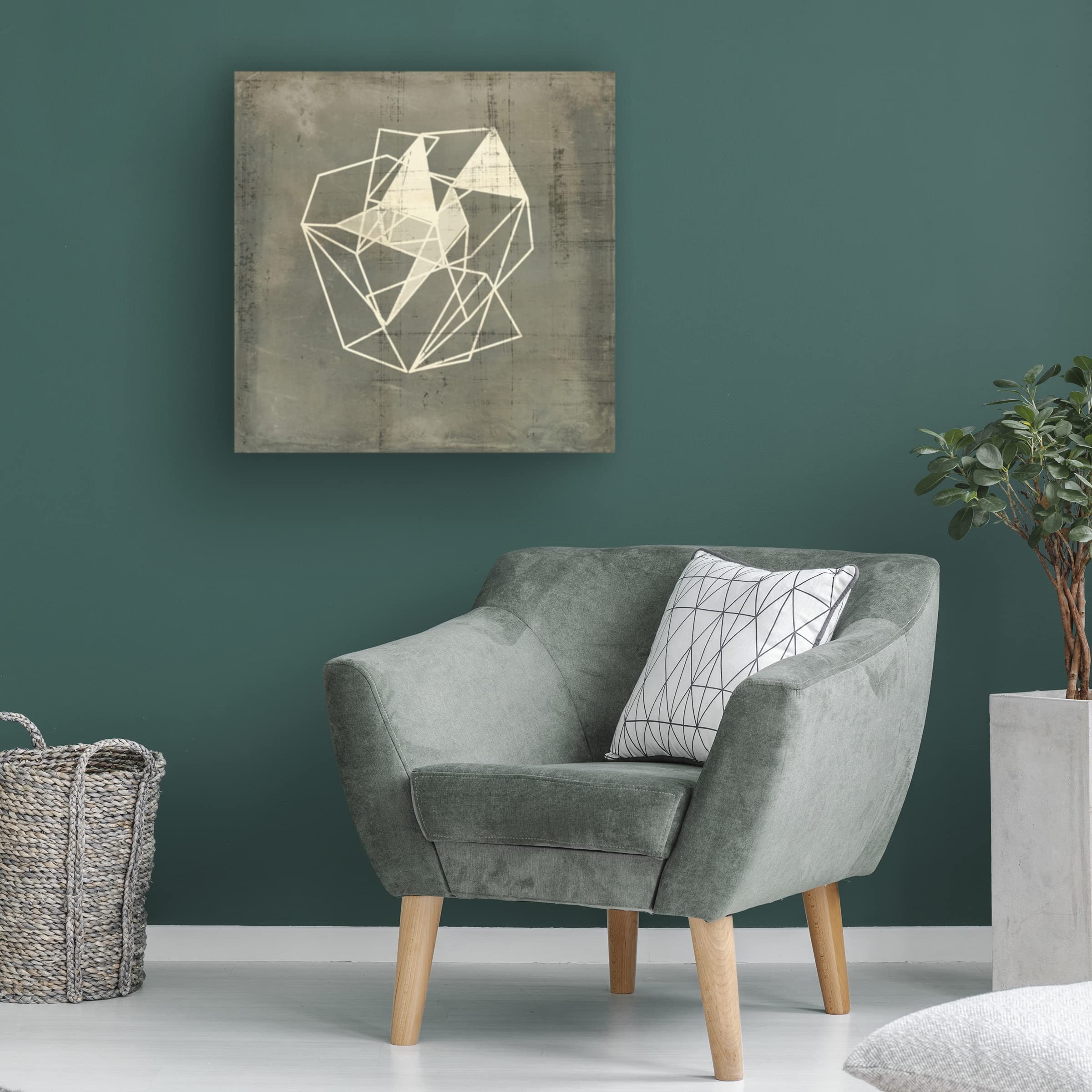 Jennifer Goldberger 'Geomolecule Blueprint IV' Canvas Wall Art Print - Modern Abstract Painting for Living Room, Bedroom & Office Decor