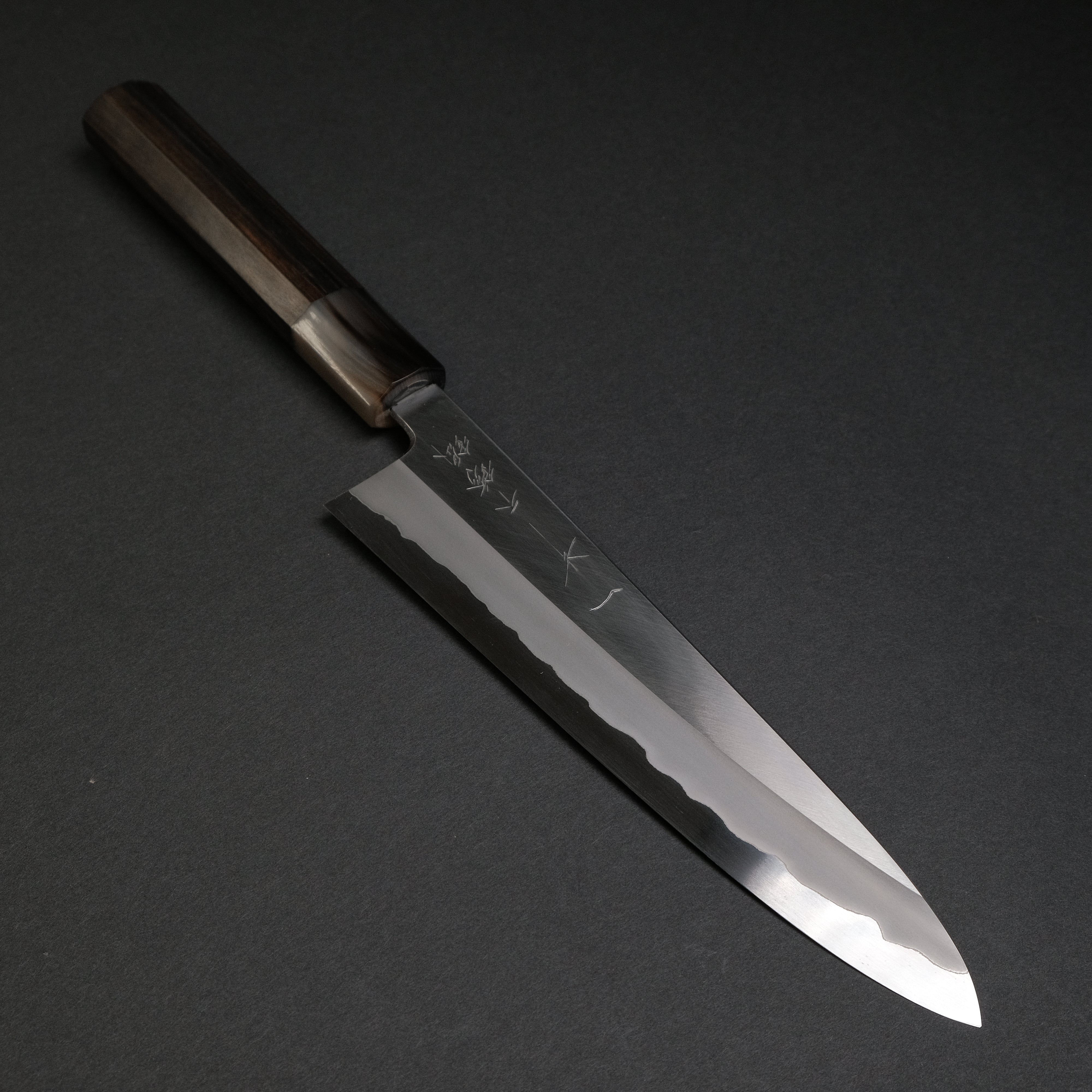 Hitohira Tanaka Kyuzo Blue #1 Stainless Clad Gyuto 210mm Japanese Chef Knife - Taihei Makassar Ebony Handle | Professional Kitchen Knife for Sushi, Meat Cutting & Food Preparation | Premium Discounted Chef's Knife