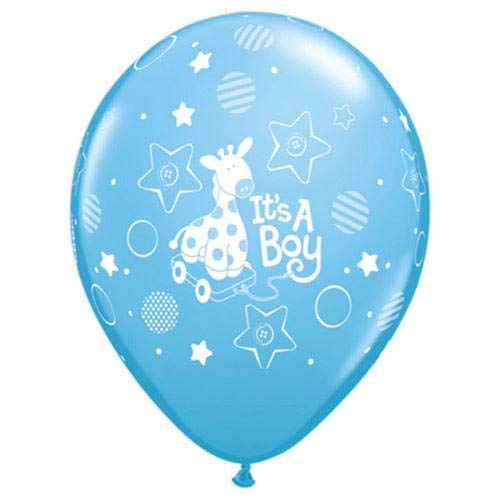 It's A BOY Baby Shower Balloons - 11 Inch Soft Giraffe Themed Balloon Decor for Gender Reveal, Newborn Celebration & Nursery Decorations