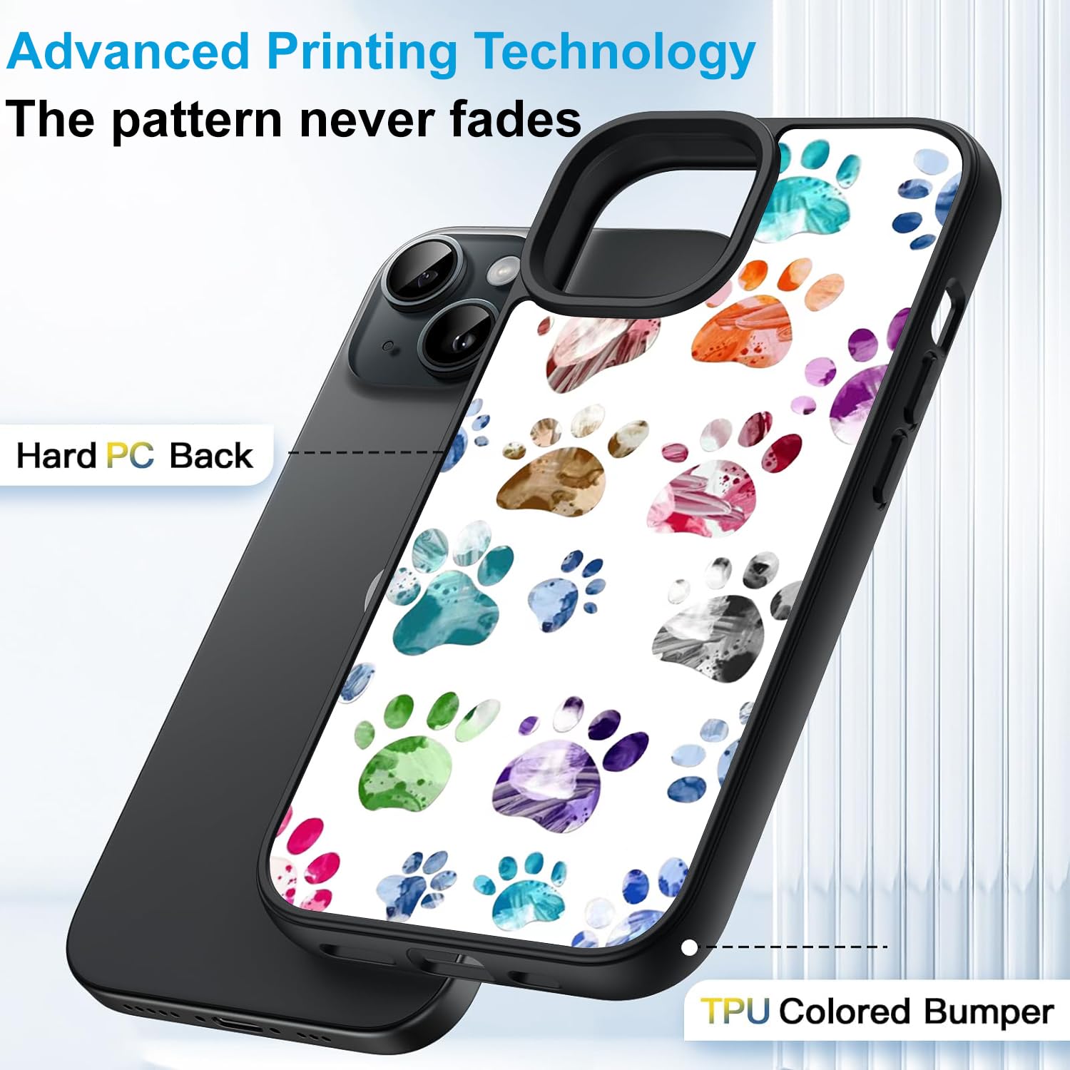 Shockproof iPhone 14 Pro Max Case with Cute Paw Print Design - Hard PC Protective Cover with Soft Edges & Wireless Charging Support | Perfect for Everyday Use, Work & Travel Protection