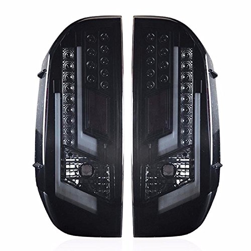 Black Smoke LED Taillight Lamps for Toyota Tundra 2014-2015 - Durable Rear Light Replacement with Bright LED Lights - Perfect for Night Driving & Off-Road Adventures