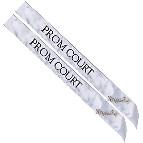 White/Black Court Sashes/Silver Royalty Pins