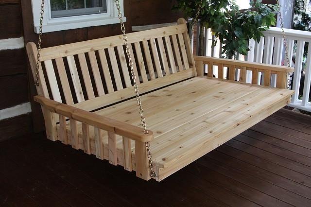 A & L Furniture Cedar Traditional English Swing Bed - Outdoor Patio Swing for Garden, Porch, and Backyard Relaxation