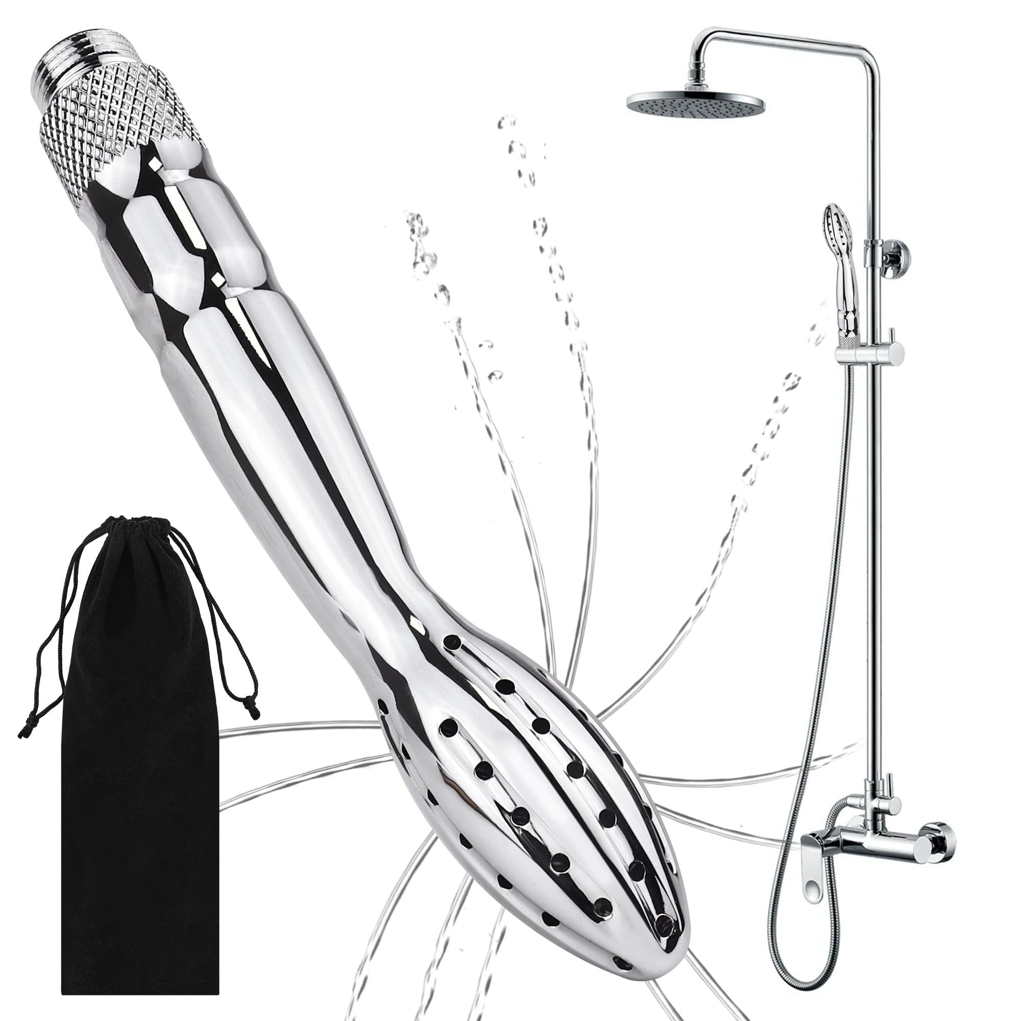 Handheld Shower Douche System - Aluminum Anal & Vaginal Cleaning Kit for Men & Women | Portable Enema Nozzle for Personal Hygiene & Postpartum Care