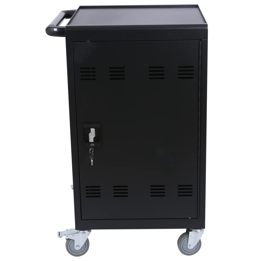 Goujxcy 30-Device Mobile Charging Cart & Cabinet for Tablets, Laptops - Secure Storage & Charging Station for Schools, Offices & Libraries (Black)