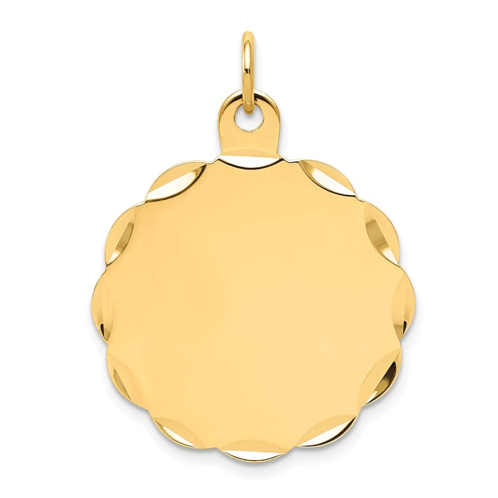 14K Yellow Gold .011 Gauge Engravable Scalloped Disc Charm - Personalized Jewelry for Necklaces, Bracelets & Gifts | Perfect for Engraving Names, Dates & Special Messages