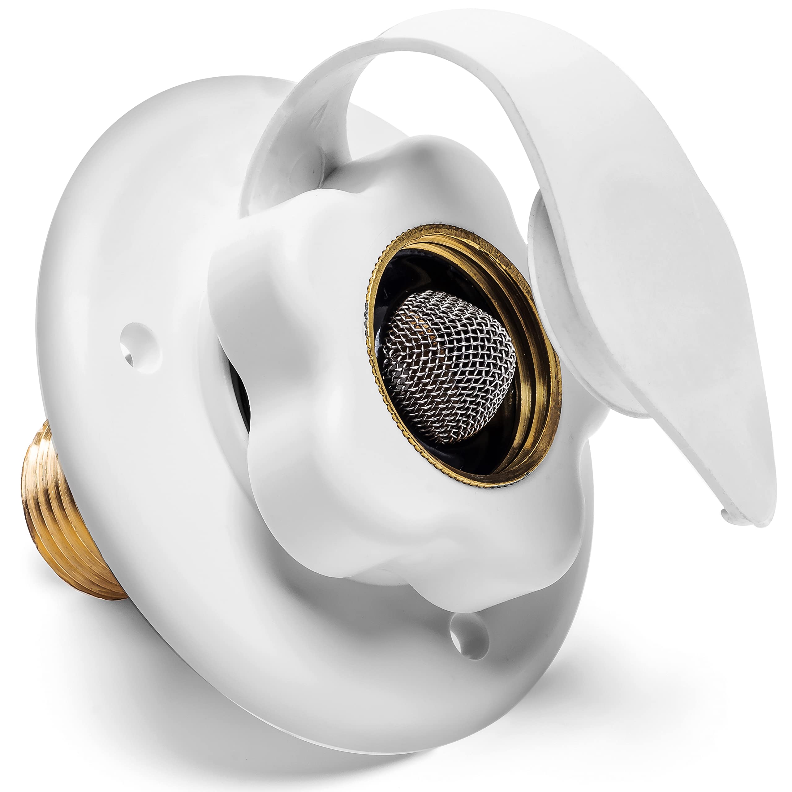 RV Water Inlet Connection with Check Valve - White Camper Hose Flange Hookup for RV City Water Supply | Perfect for Outdoor Camping, RV Trips & Boondocking