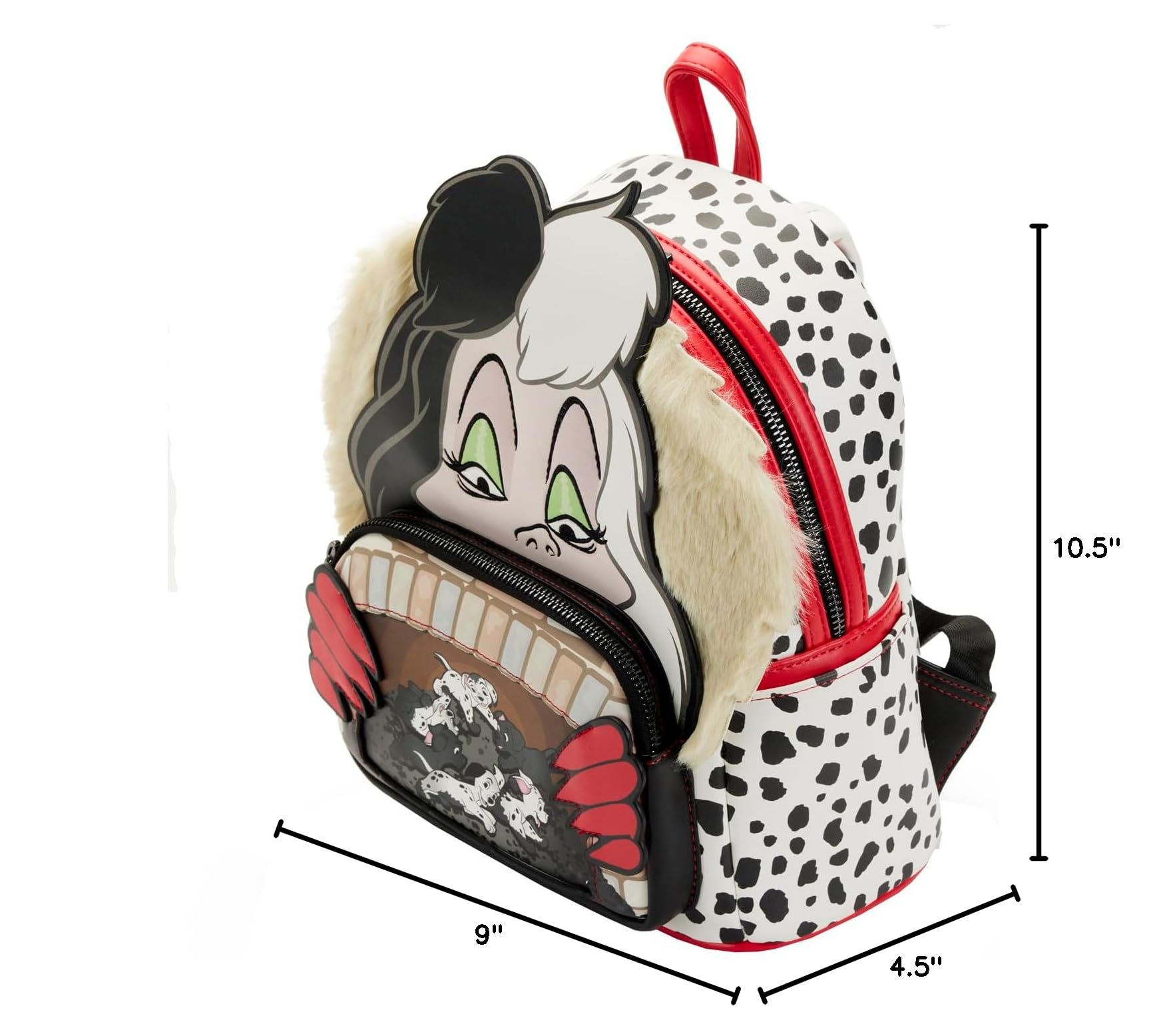 Loungefly Disney 101 Dalmatians Villains Scene Cruella Mini Backpack - Cute Small Shoulder Bag for Women, Girls | Perfect for Disney Fans, Cosplay, Theme Parks & Daily Use