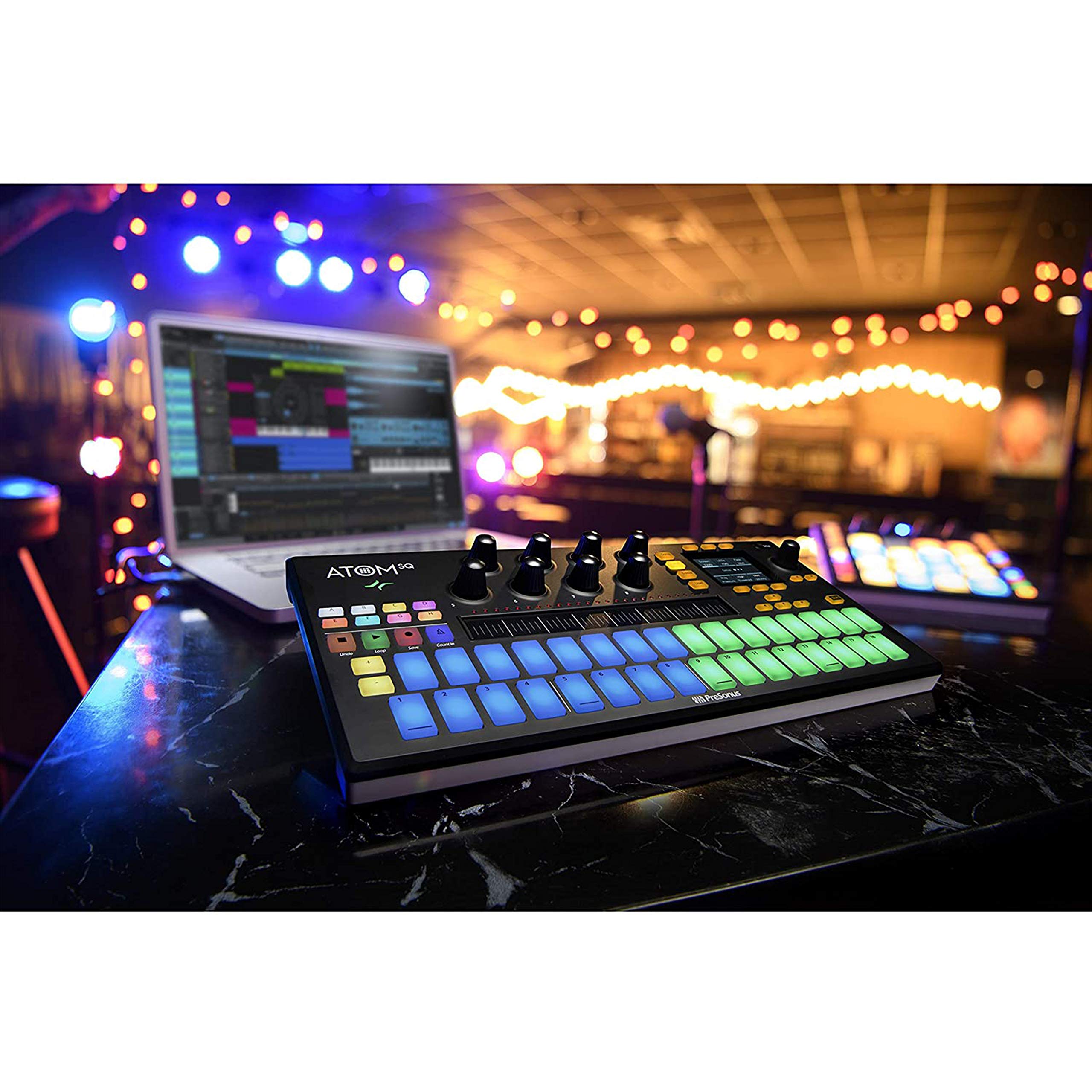 PreSonus Atom SQ MIDI Keyboard Controller - 32-Velocity Hybrid Keyboard/Pad for Music Production & Performance | Includes Gravity Magnet Phone Holder & XLR Cables | Perfect for Home Studio Recording, Live Performances & Beat Making