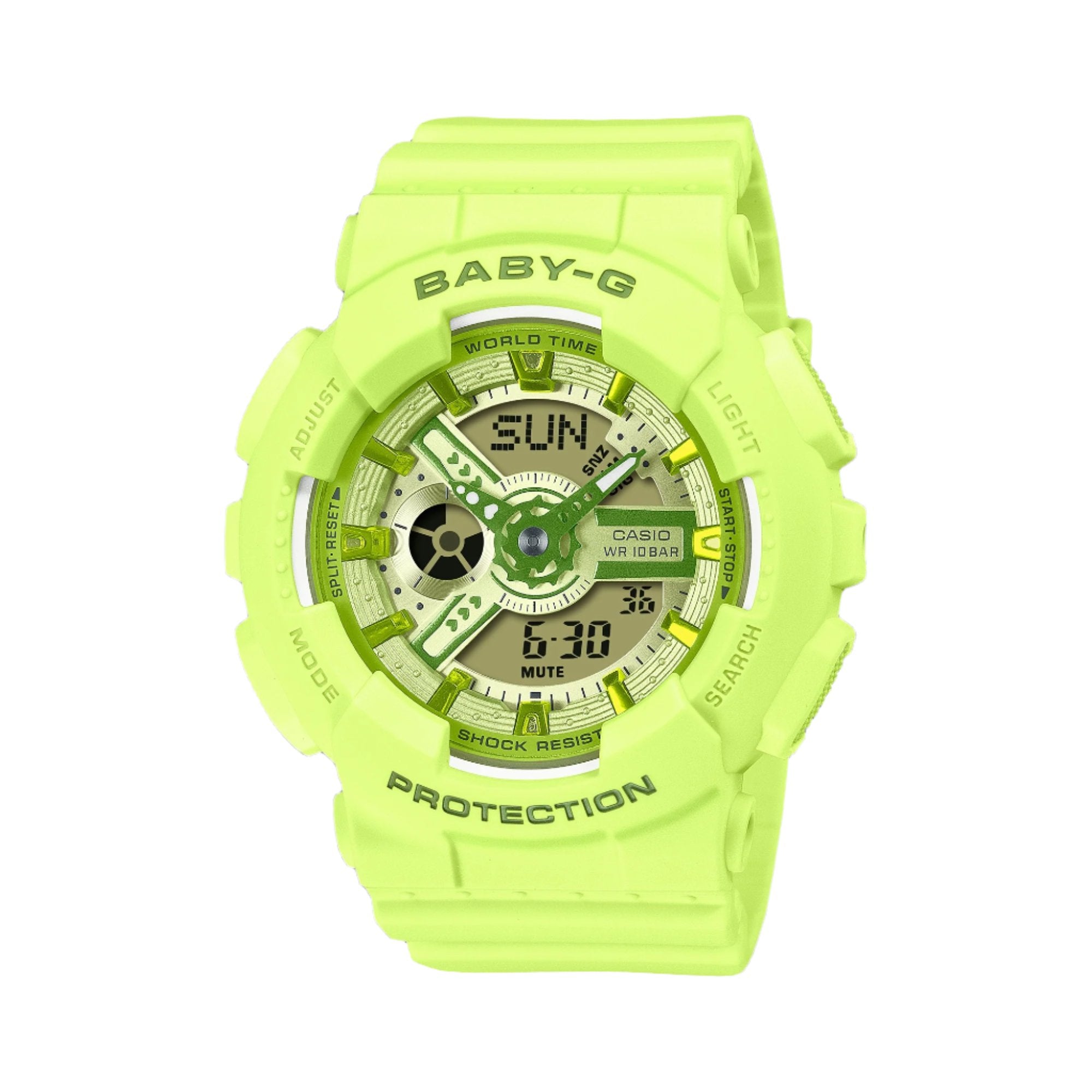 Casio Baby-G BA-110 Series Lime Resin Digital Sports Watch for Women - BA-110YK-3ADR - Shock Resistant, Water Resistant 100M - Perfect for Running, Swimming & Outdoor Activities