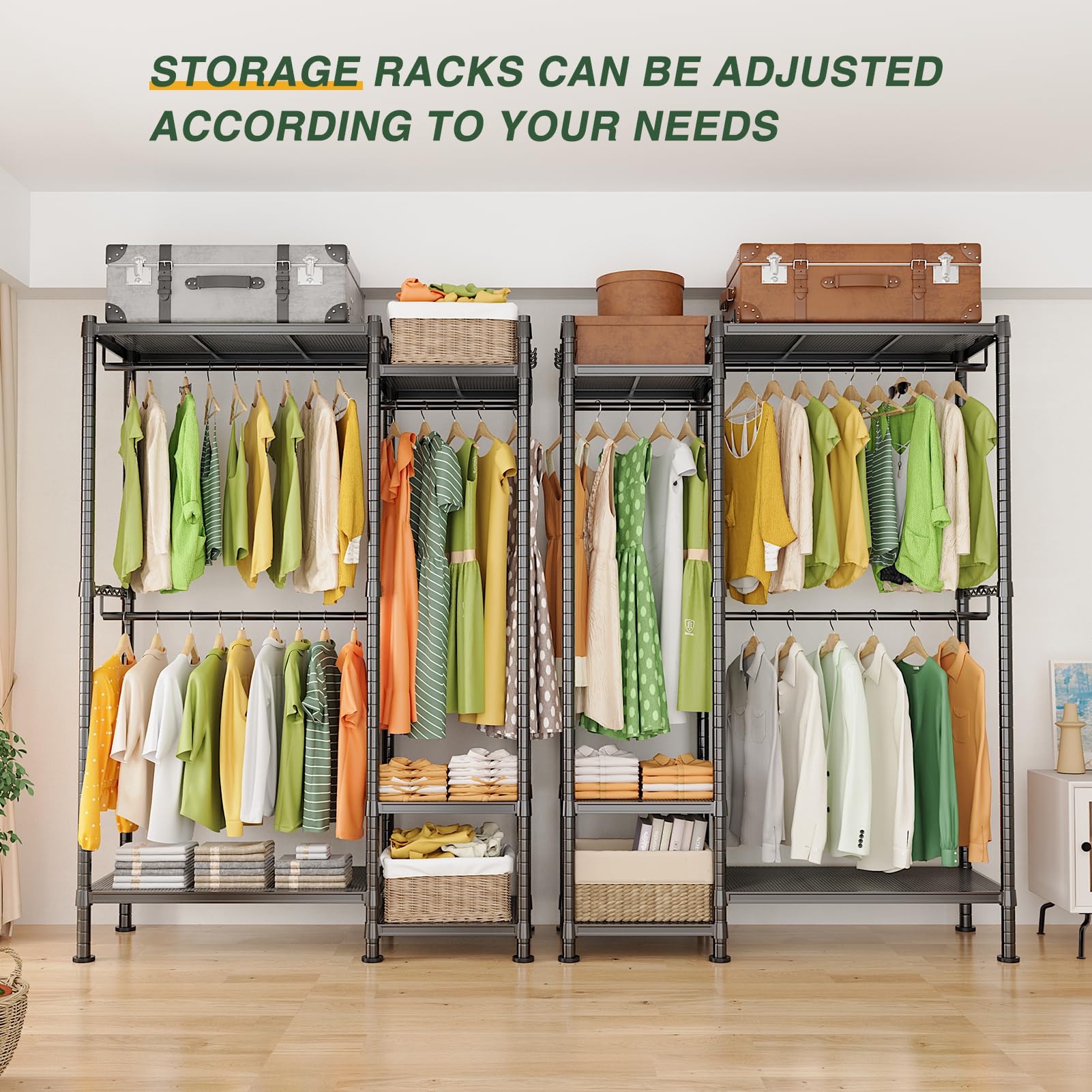 LEHOM G3 Heavy Duty Garment Rack - Freestanding Clothes Hanging Rack with Shelves, Portable Wardrobe Organizer for Bedroom, Closet & Laundry Room - Perfect for Hanging Clothes, Storage & DIY Wardrobe Solutions