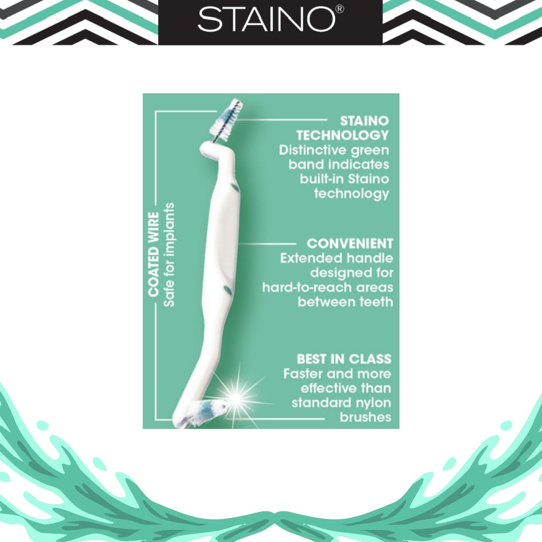 Staino Py·Co·Twin Dual Ended Interdental Brush with Extended Handle - Oral Care Dental Tools for Teeth Cleaning (Tapered Brush, Jumbo Size, 72-Pack) - Perfect for Travel, Braces & Gum Health