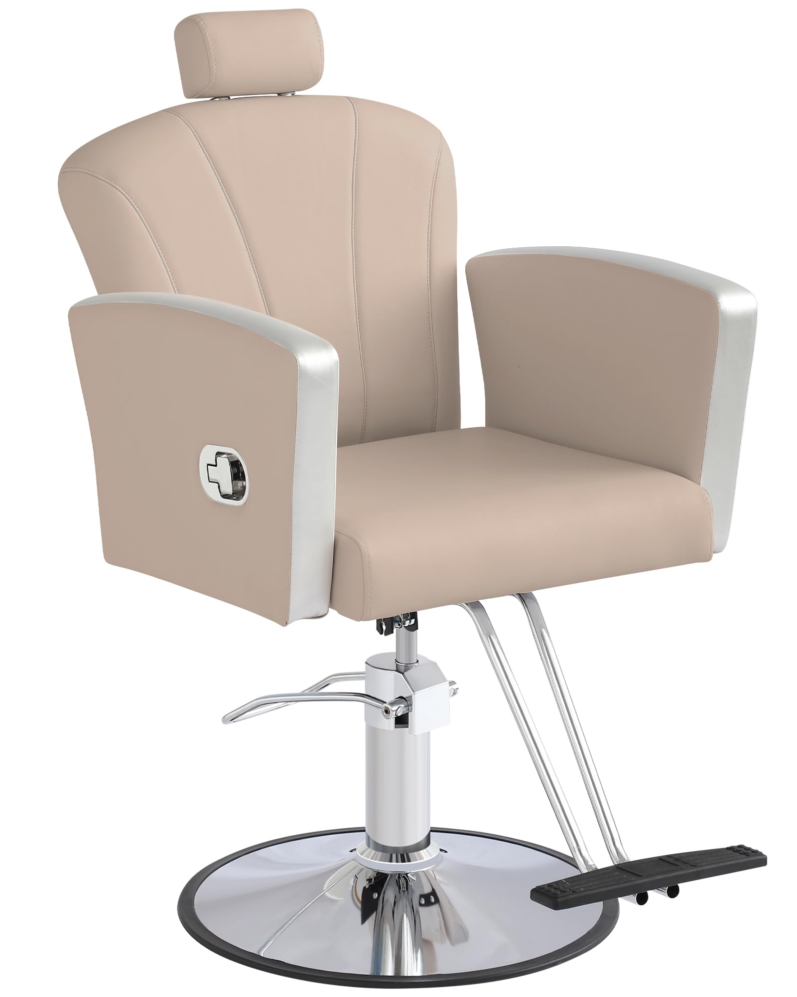 Professional Hydraulic Salon Chair for Hair Stylists - 360° Swivel & Height Adjustable Barber Styling Chair with Reclining Function (Grey) - Perfect for Barbershops, Hair Salons & Home Styling Stations