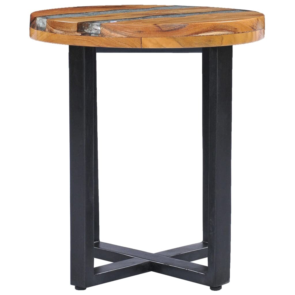Handmade Solid Teak Wood Coffee Table with Polyresin - 15.7